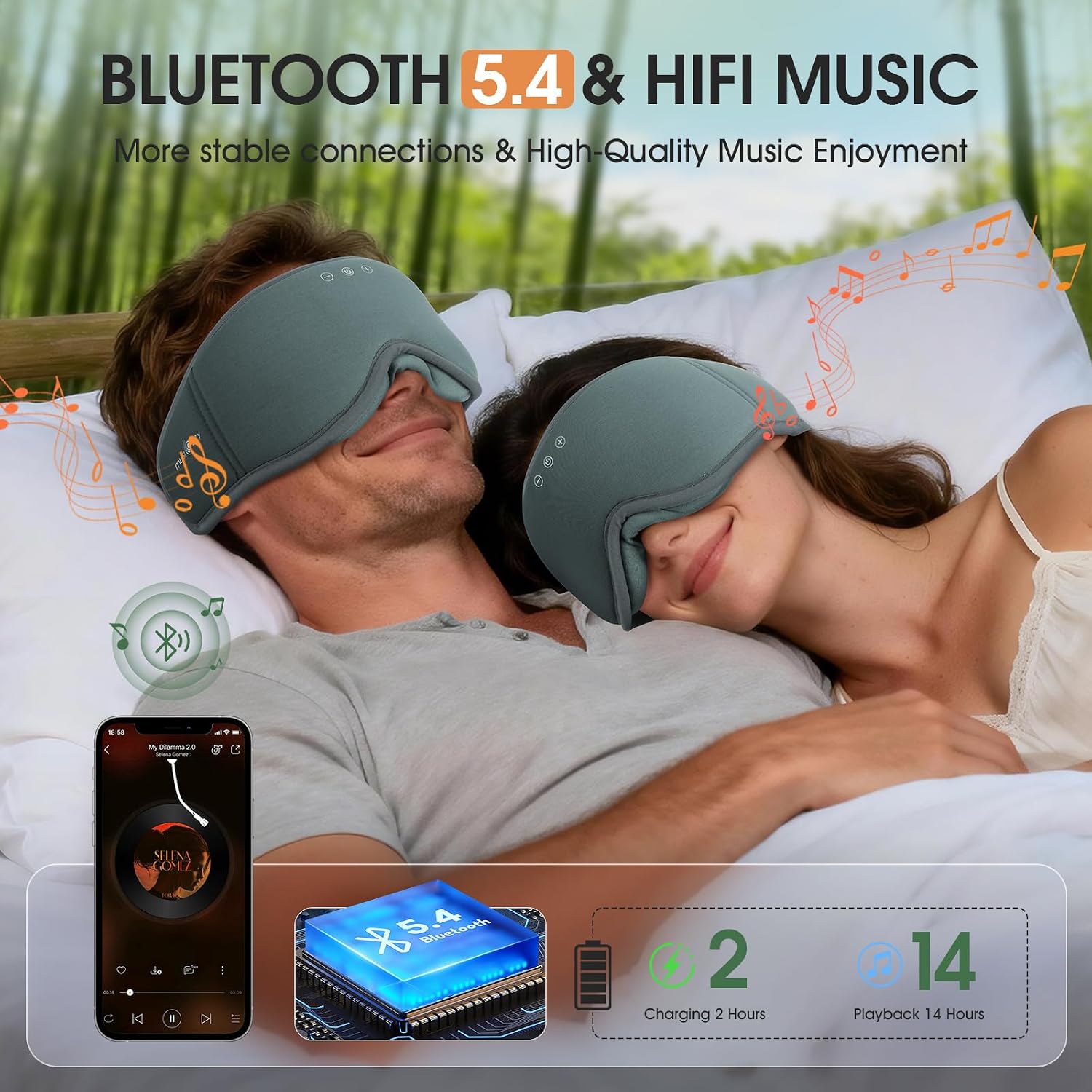 Detalle 2 de MUSICOZY sleep mask headphones, 14H playtime