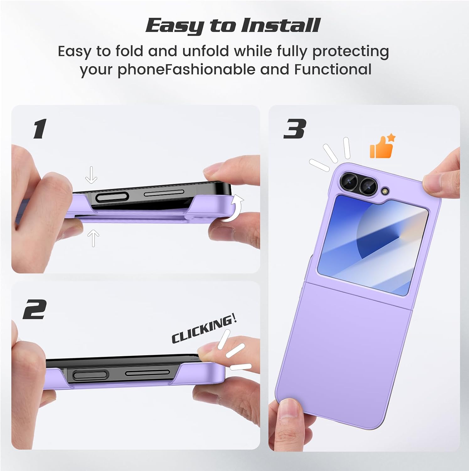 Detalle de Doeshine Ultra Slim Case with Built-In Screen Protector for Samsung Galaxy Z Flip 7 FE / Z Flip 6