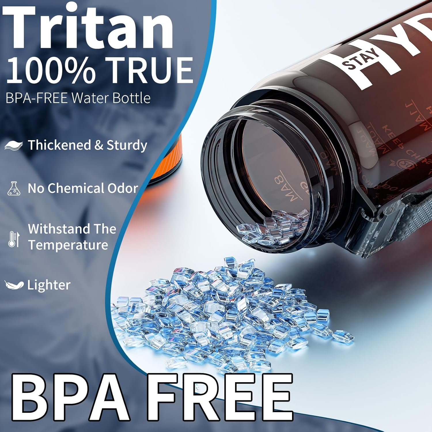 Thumbnail 2 de Wasserflasche mit Zeitmarkierung 1 L – BPA-frei, Tritan, auslaufsicher, mit Trageriemen