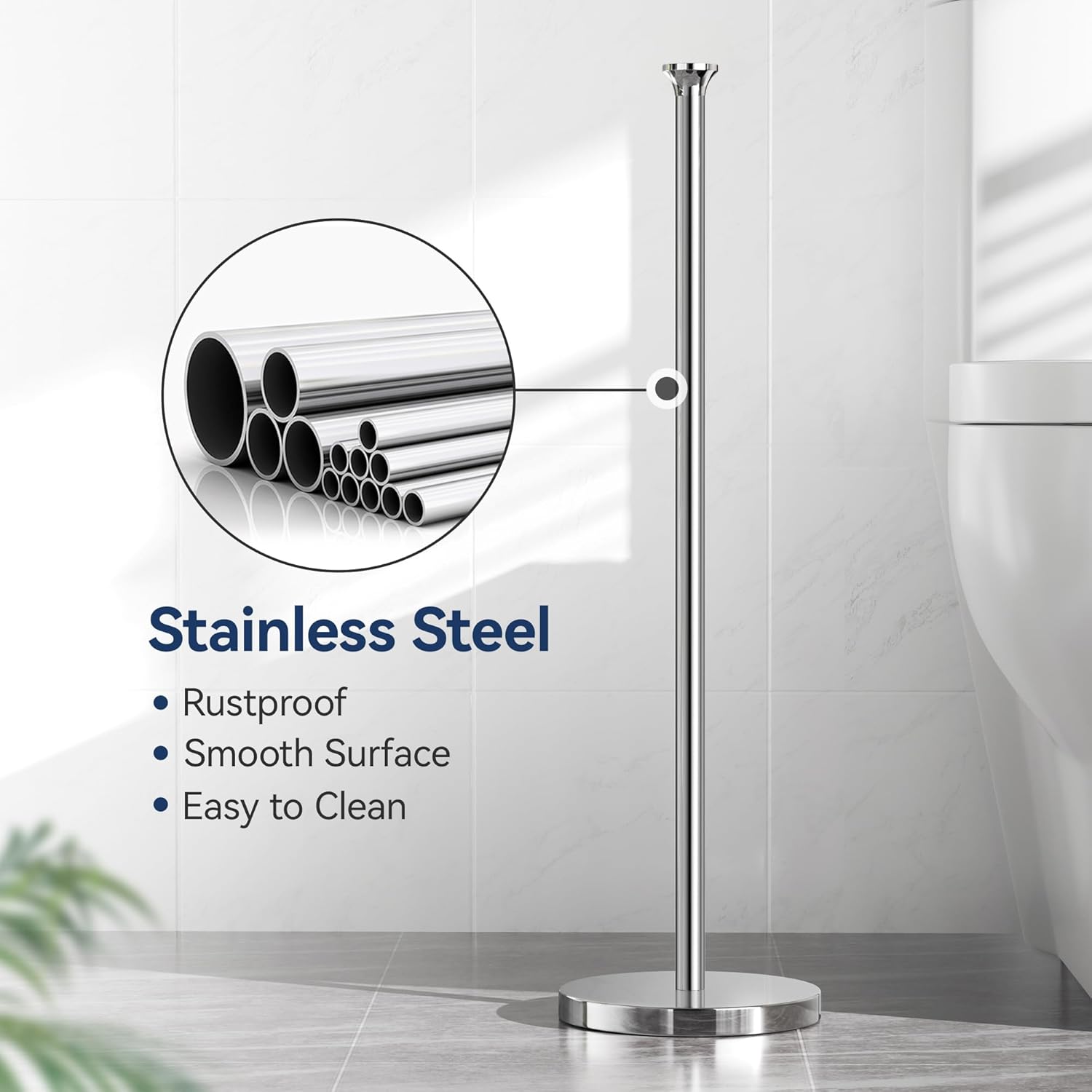 Thumbnail 4 de niffgaff Free-Standing Toilet Roll Holder (Stainless Steel, Modern Design) – Stores Spare Rolls