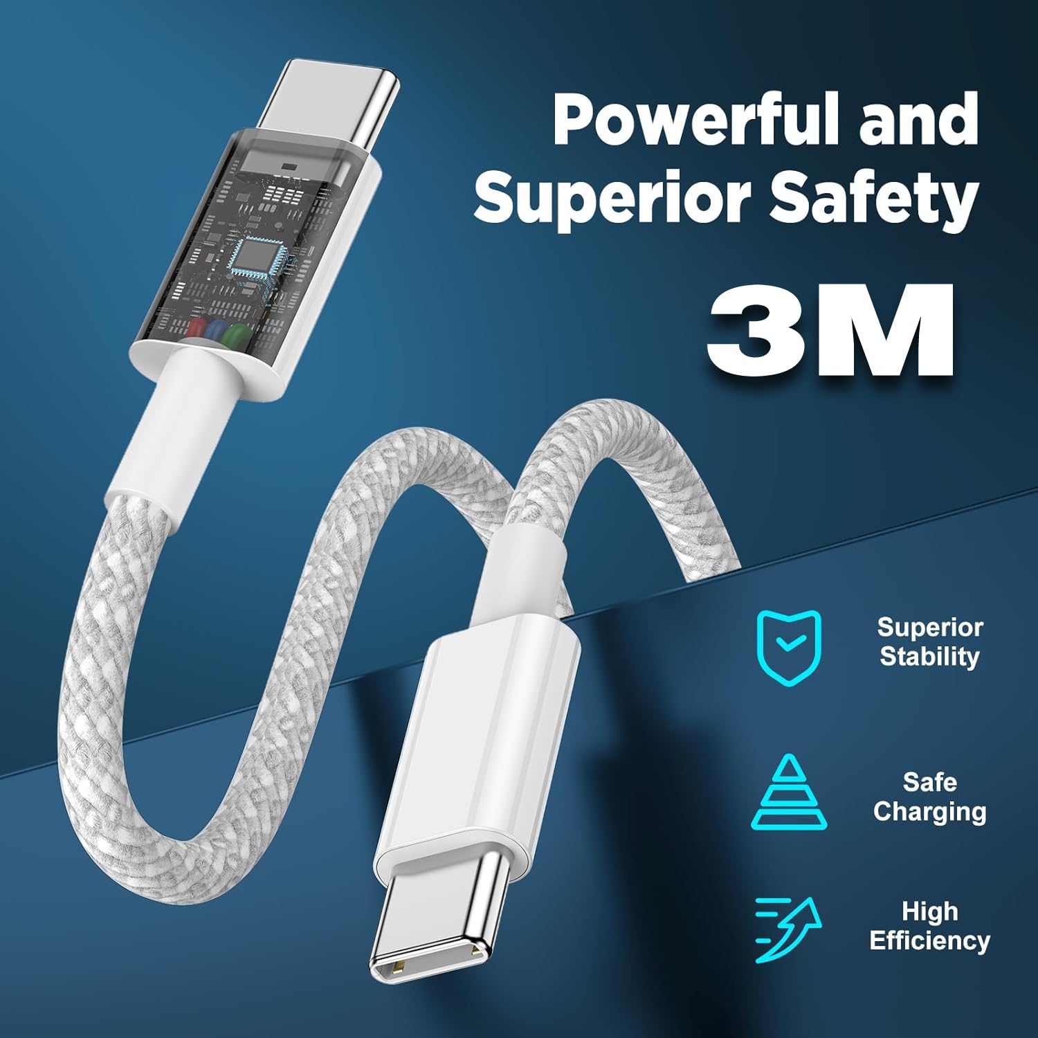 Thumbnail 1 de Extra Long USB-C to USB-C 3m iPhone Charger Cable (Nylon Braided)