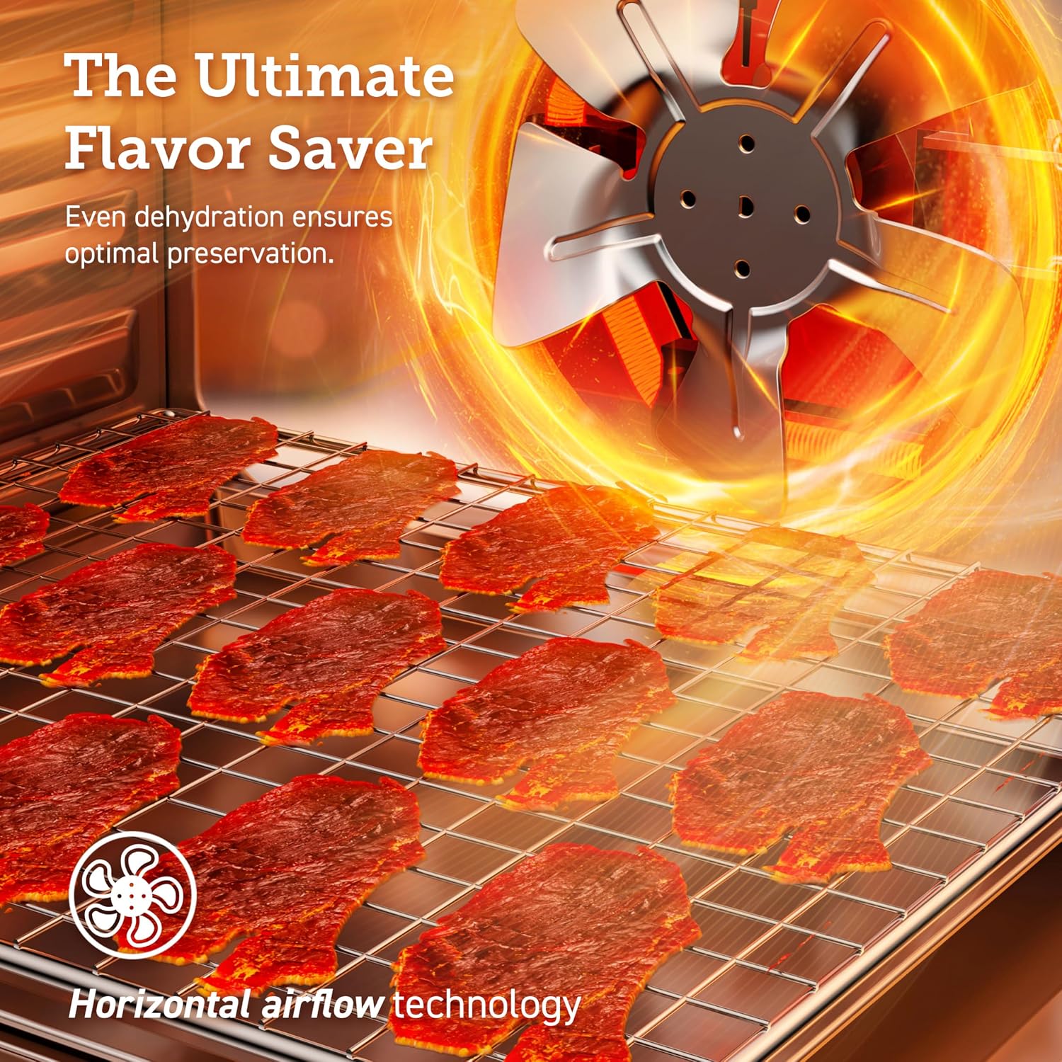 Detalle de COSORI Food Dehydrator for Jerky with 10 Trays, 165°F, 48-Hour Timer, 1000W, 16.2 ft² Drying Space
