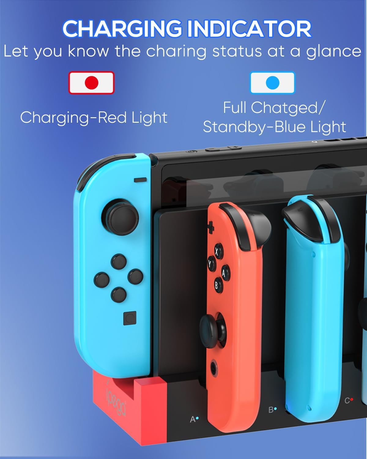 Detalle de FYOUNG Switch 1 & Switch OLED Controller Charger Dock (4-in-1) with USB Type-C Cable
