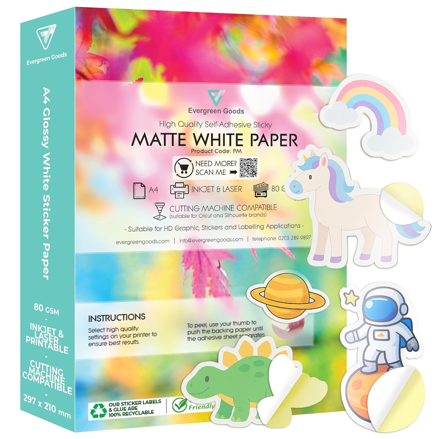 EVG Evergreen Goods A4 sticker paper, 100 sheets