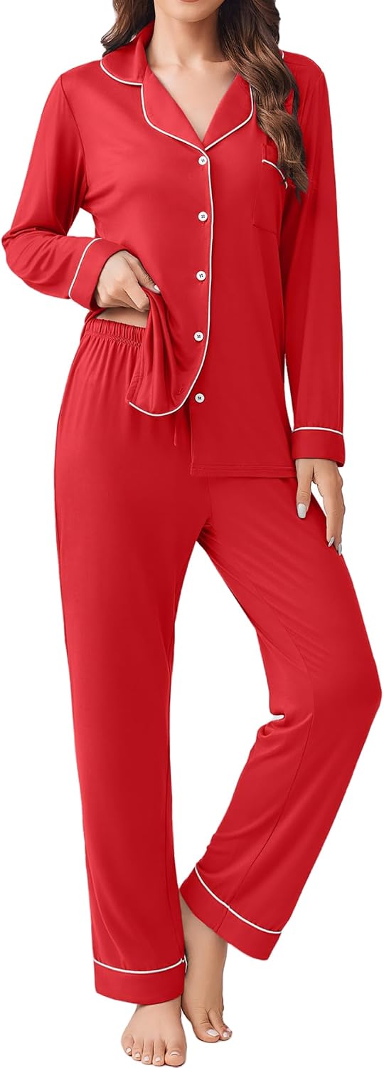 Detalle de Ekouaer Women's Pajama Set in Rayon Blend