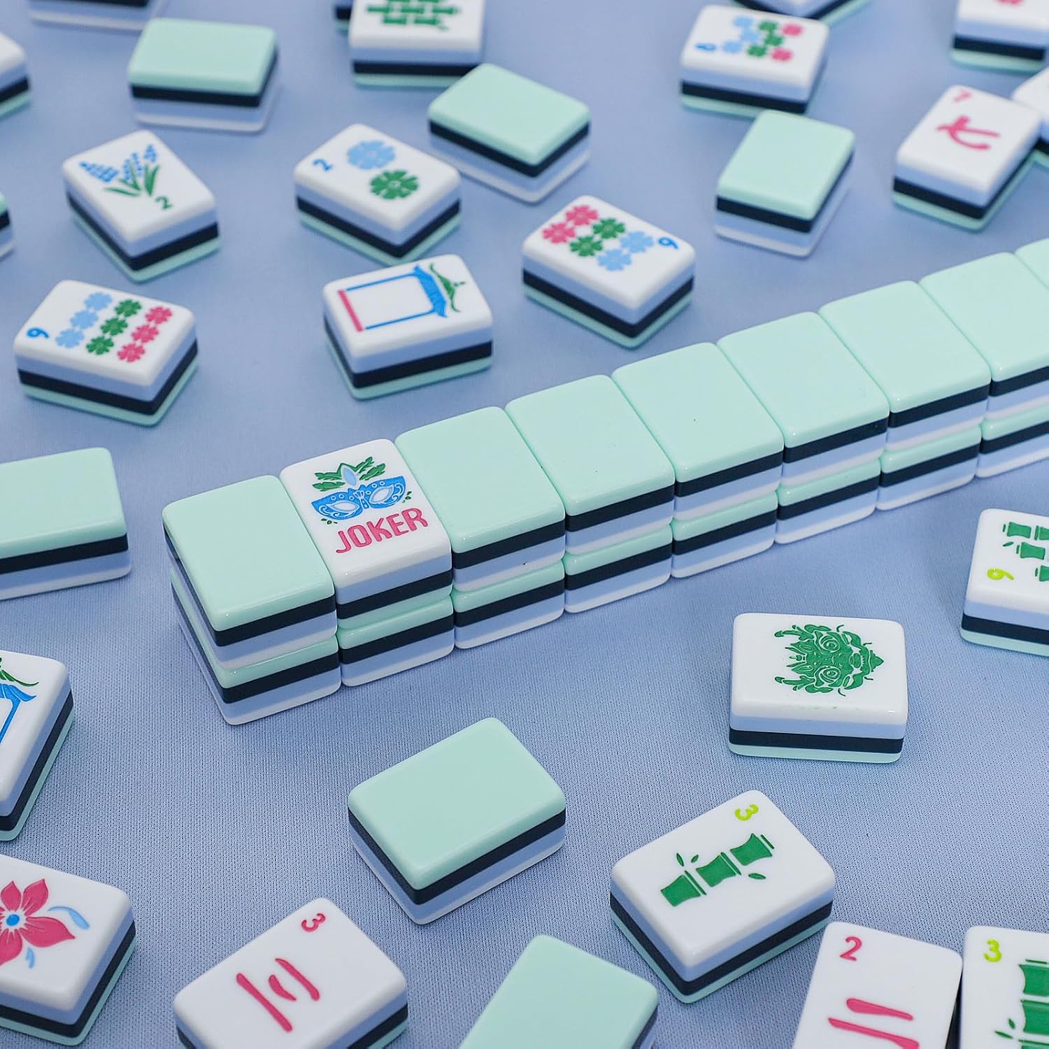 Thumbnail 6 de Jongyance American Mahjong Set (4 Layer) with Blue Carrying Bag — 160 Engraved Acrylic Tiles