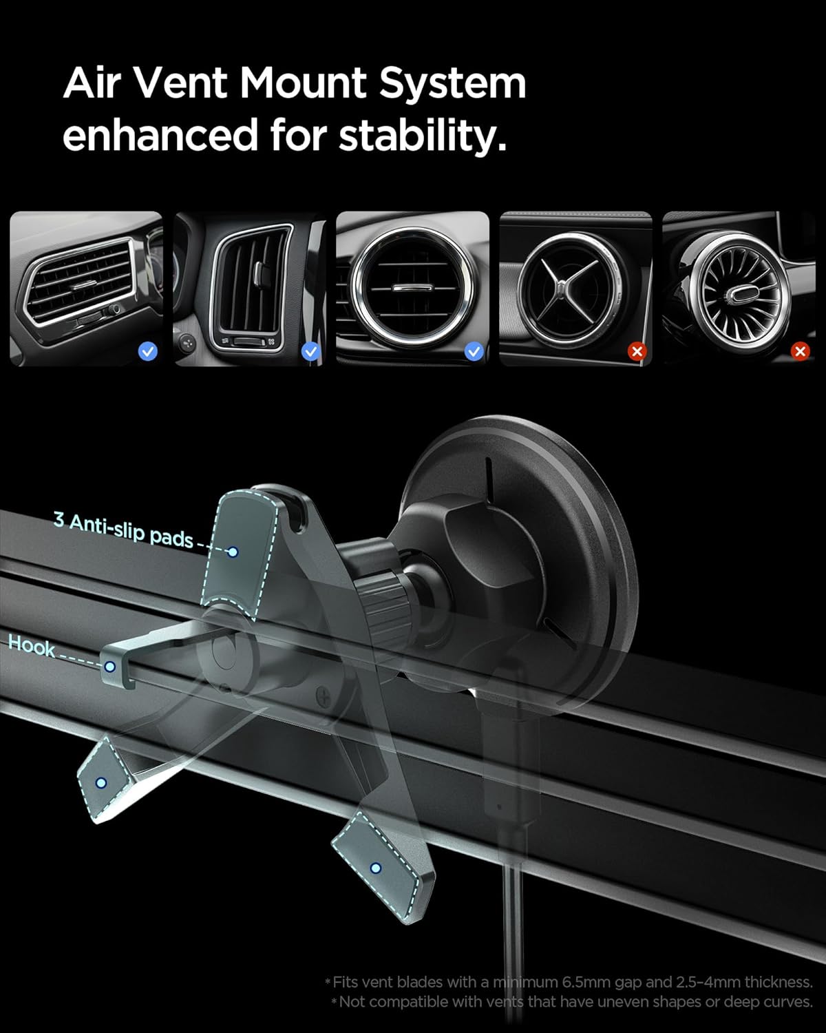 Thumbnail 4 de Spigen Essential MagFit Qi2 15W chargeur MagSafe pour voiture avec câble USB‑C de 1,5 m et fixation sur grille