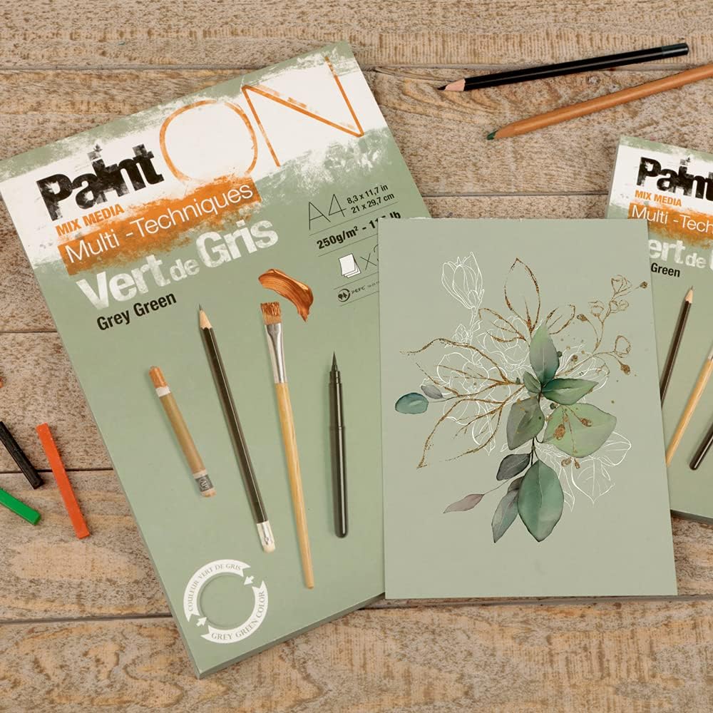 Thumbnail 1 de Clairefontaine 975704C PaintON ritblock, A5, grågrönt papper, 250 g/m²