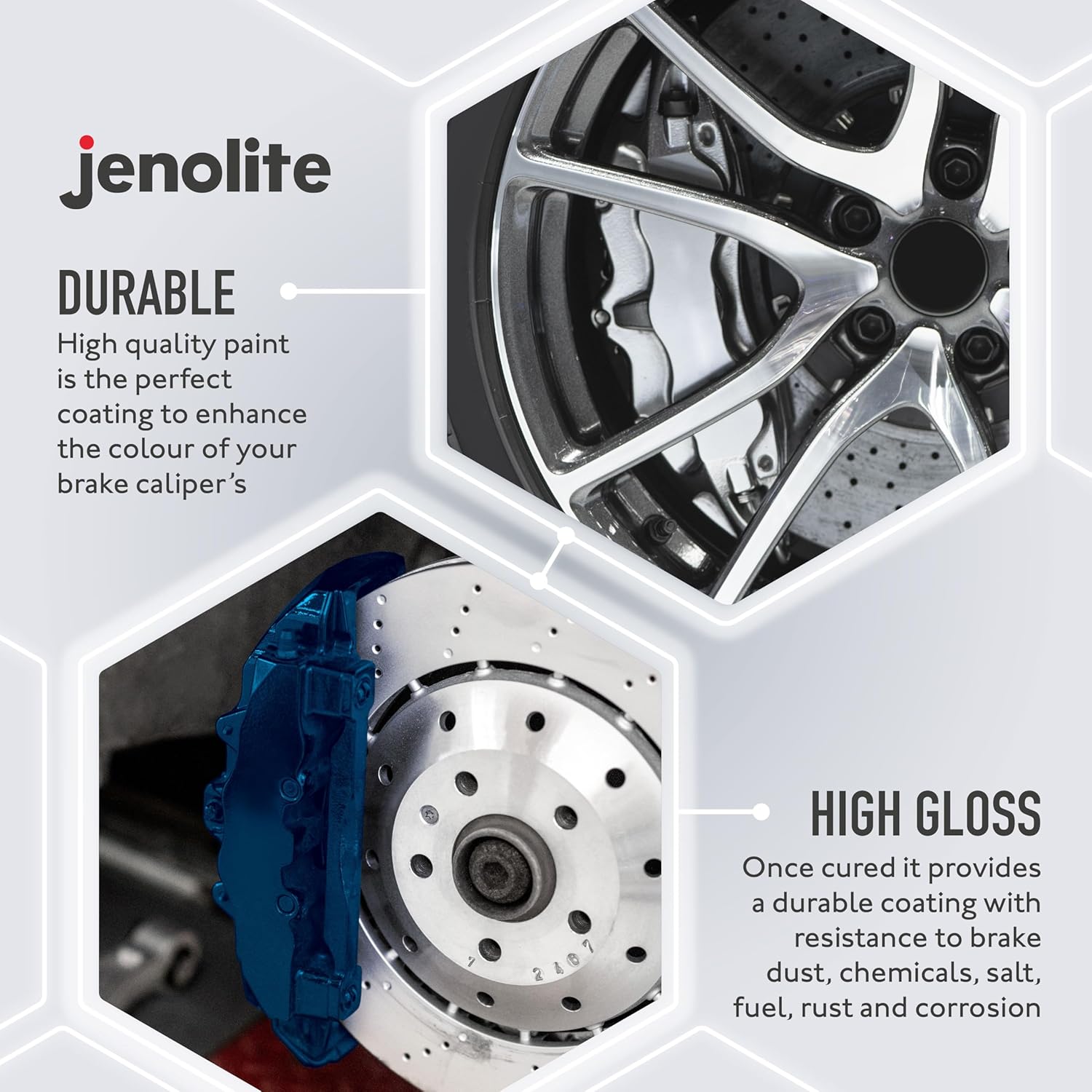 Detalle 2 de JENOLITE Bremssattellack Blau (Bremssattelfarbe) hitzefester Thermolack für Bremsklötze – 3× 400 ml