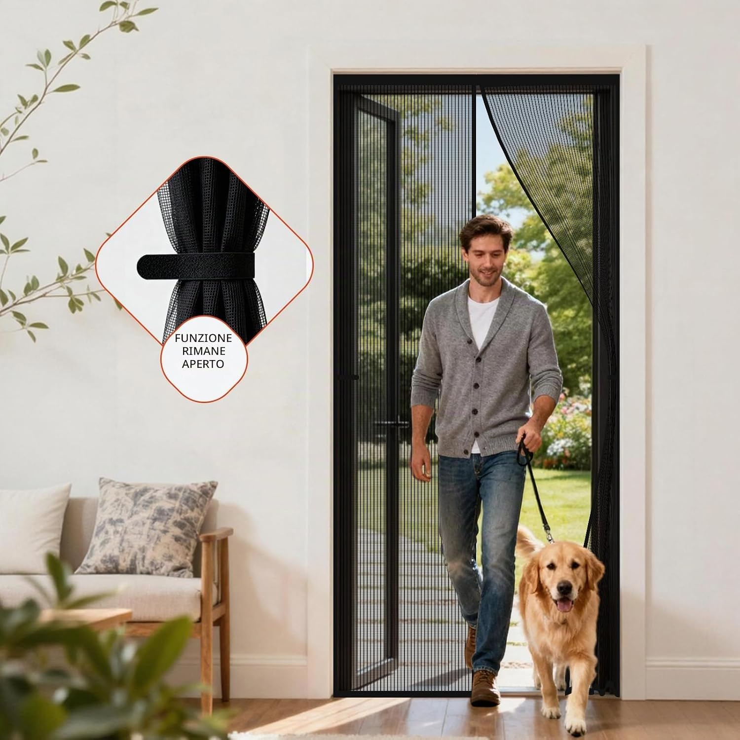Detalle de ViShawtek Zanzariera Magnetica 95x220 per Porta Finestra – Sicurezza, Aria Fresca e Facilità d’Installazione