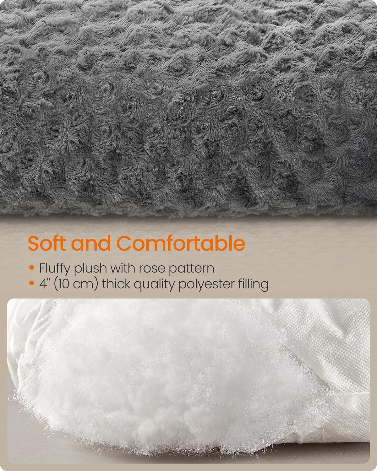 Detalle de FEANDREA PGW293GN01 XL Dog Bed, 10 cm PP Padding, Washable Plush, Non-Slip Base