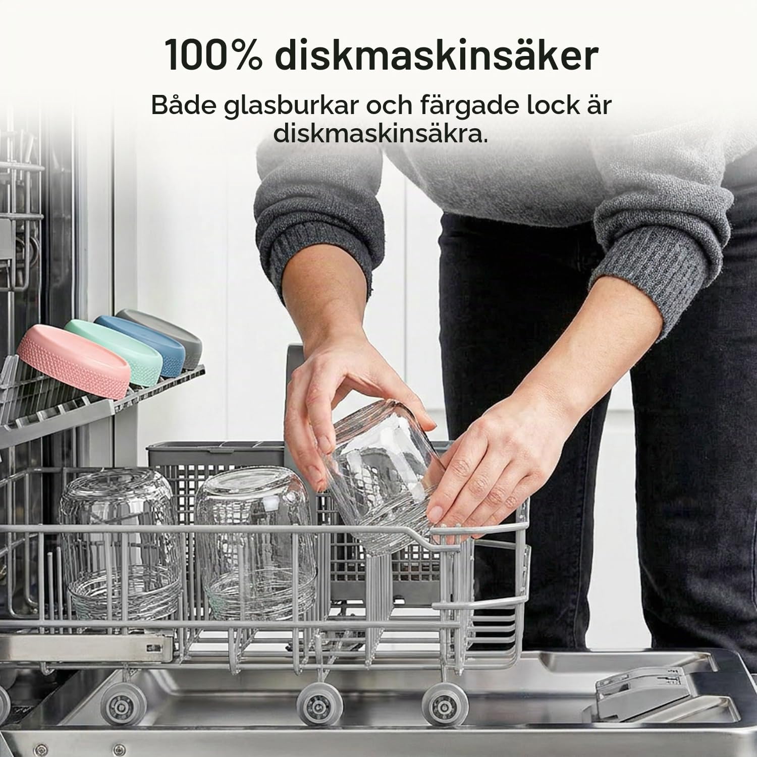 Detalle de ComSaf yoghurtburkar i glas, 300 ml, 4-pack med tätslutande skruvlock