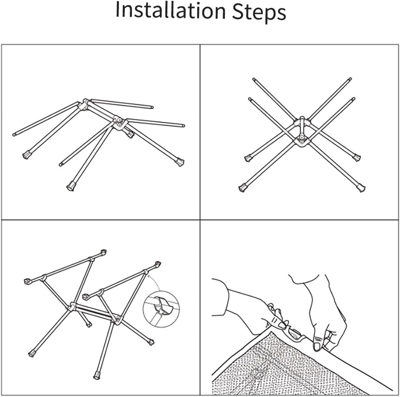 Detalle de Naturehike NH20JJ020 ultralichte klaptafel, zwart met nylon blad
