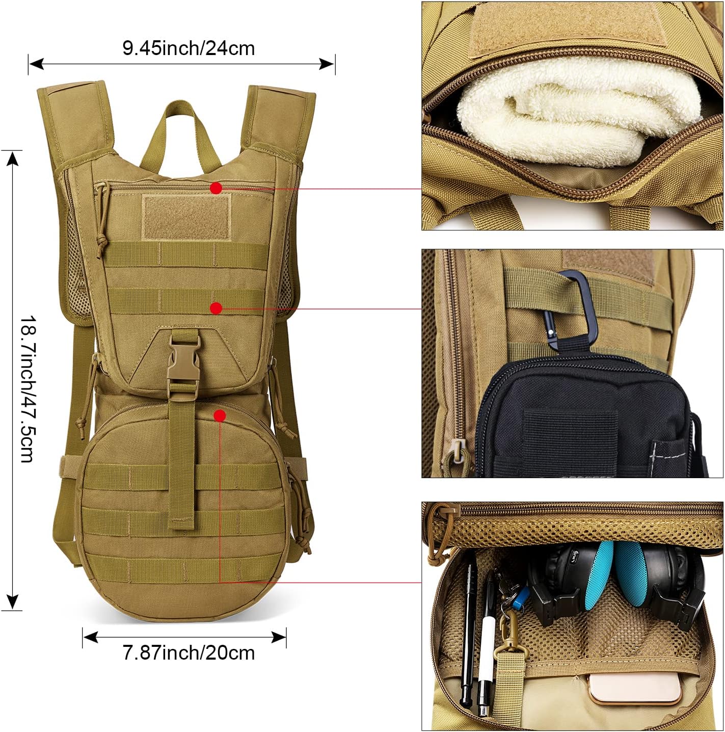Detalle 2 de G4Free 22L zaino idratazione con sacca 3L per trekking
