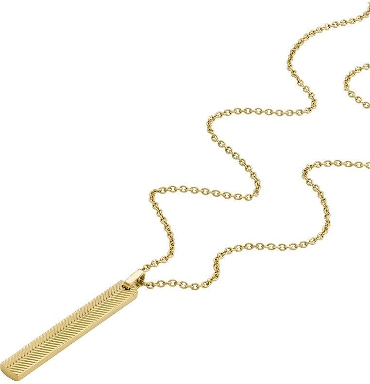 Thumbnail 3 de Fossil Collier pendentif en acier inoxydable doré avec fermoir à mousqueton pour hommes