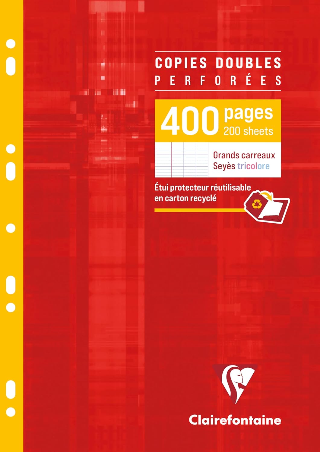 Detalle de Clairefontaine 14791C Étui Copies Doubles A4 500p Grands Carreaux 90g — Qualité et protection pour vos copies