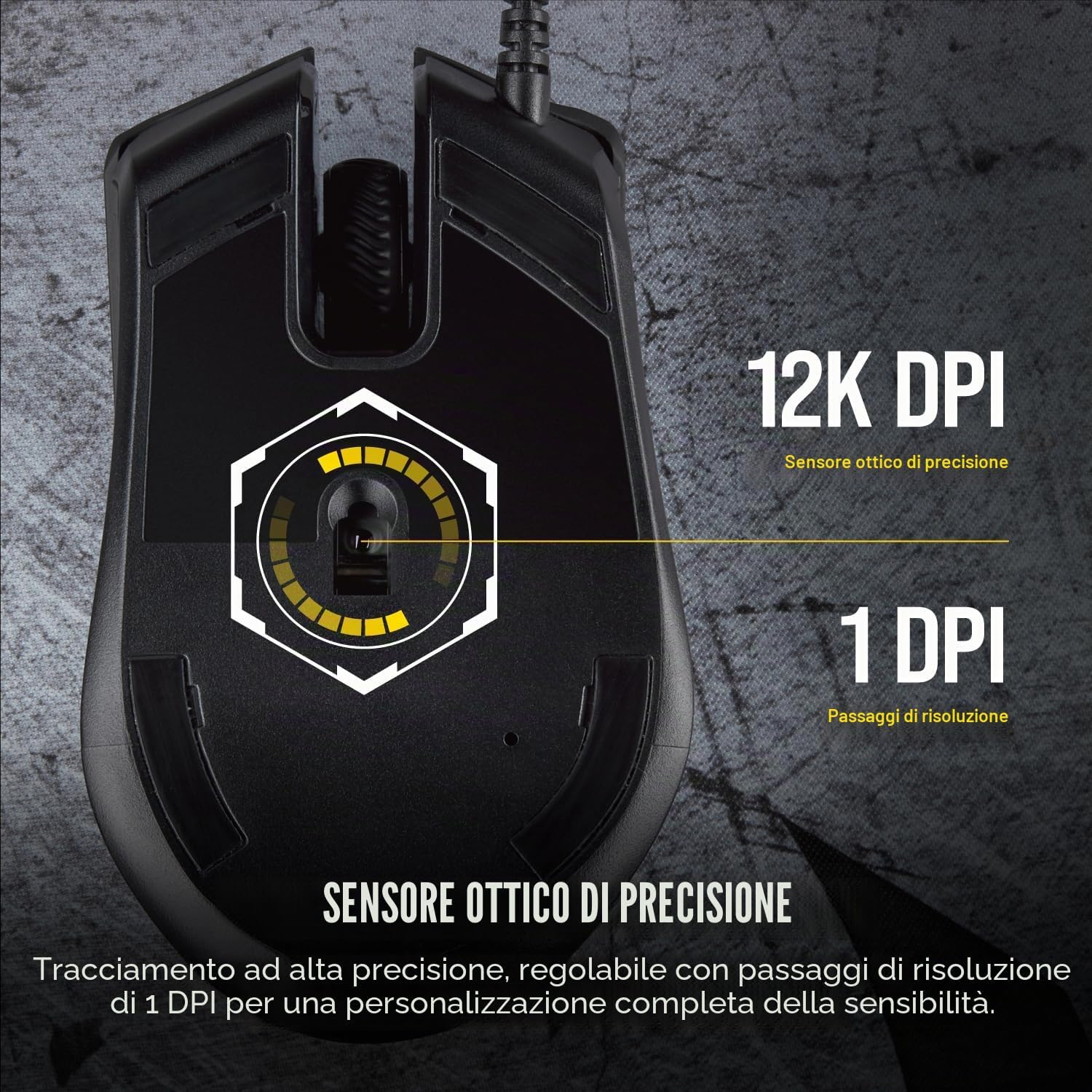 Detalle 2 de Corsair Harpoon PRO RGB mouse gaming ottico leggero da 85 g con 6 pulsanti programmabili e LED RGB