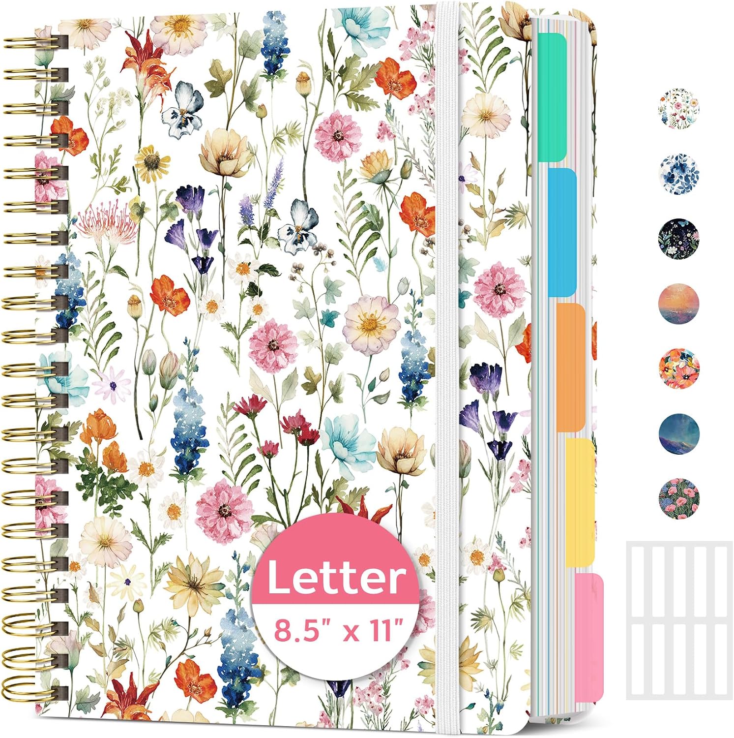 Detalle de Taja Large 5-Subject Spiral Notebook, 280 Pages, Wildflowers