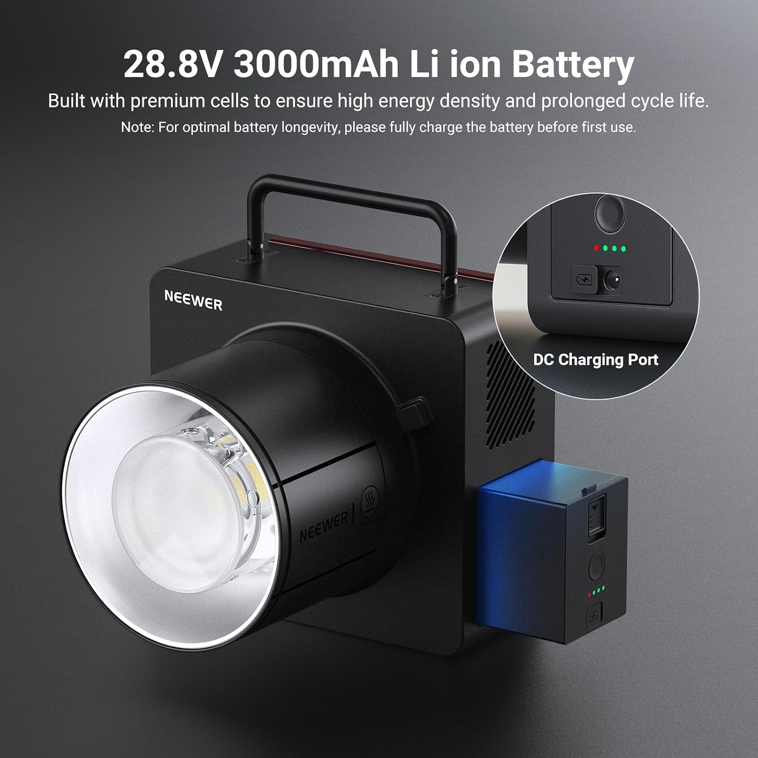 Thumbnail 3 de NEEWER Q6 Battery Pack 28.8V/3000mAh for Up to 400 Full Power Flashes