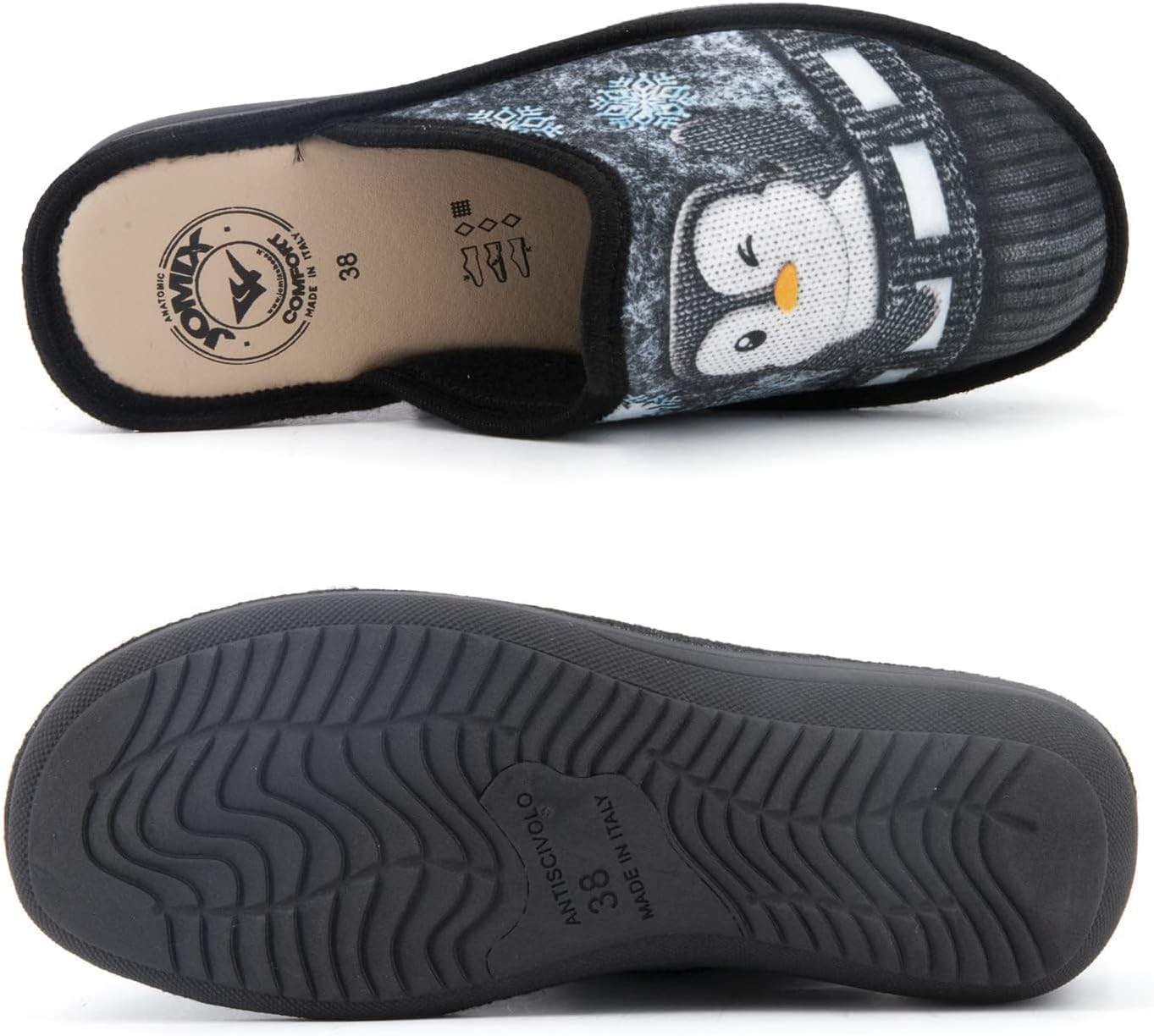 Detalle 2 de JOMIX pantoffels voor dames met sleehak, pluche en warme binnenvoering