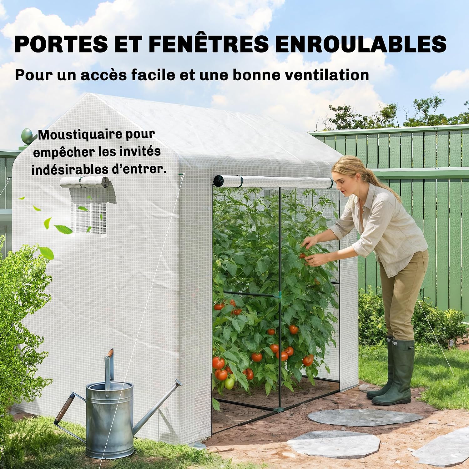 Detalle 1 de Outsunny 845-939V00WT tuinkas, 200 x 140 x 200 cm, PE-zeil van 135 g/m²