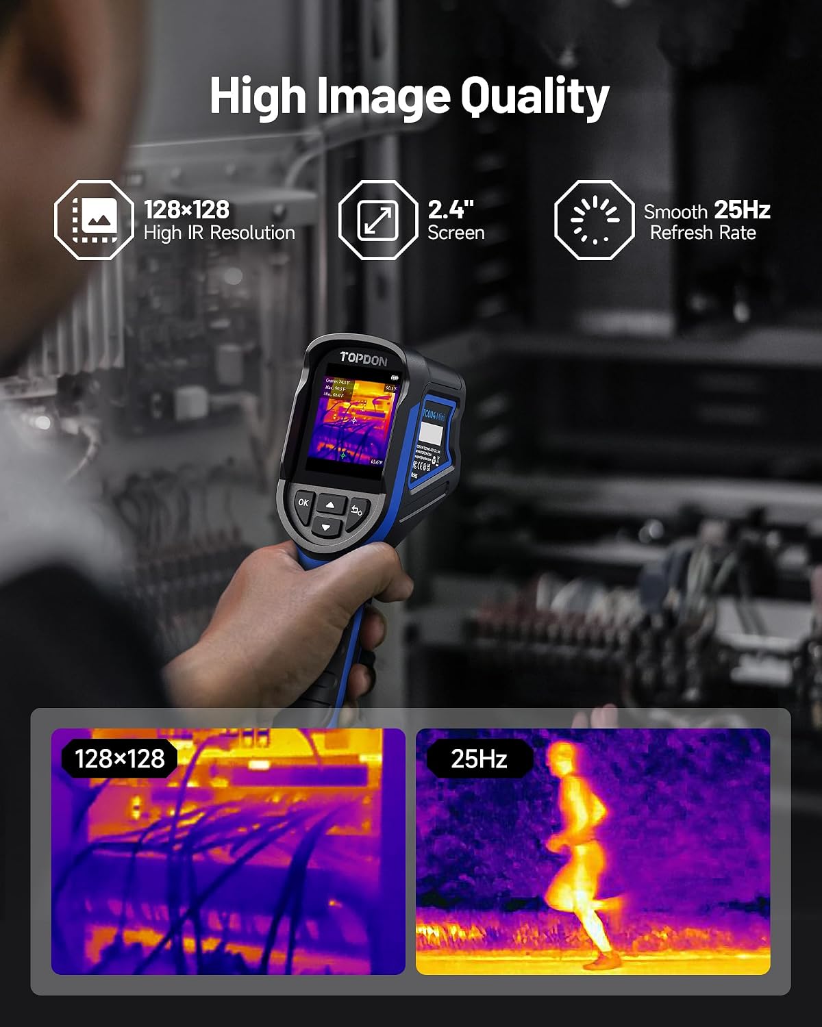 Detalle de TOPDON thermal imaging camera 128 x 128 IR resolution