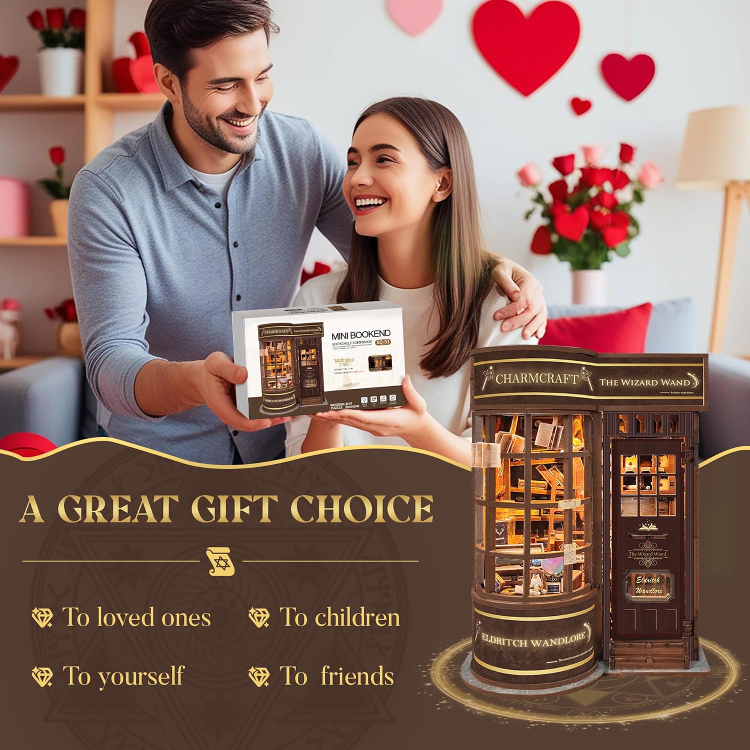 Detalle de Book Nook Kit for Adults by Magic Wand Shop — DIY Miniature Bookshop House