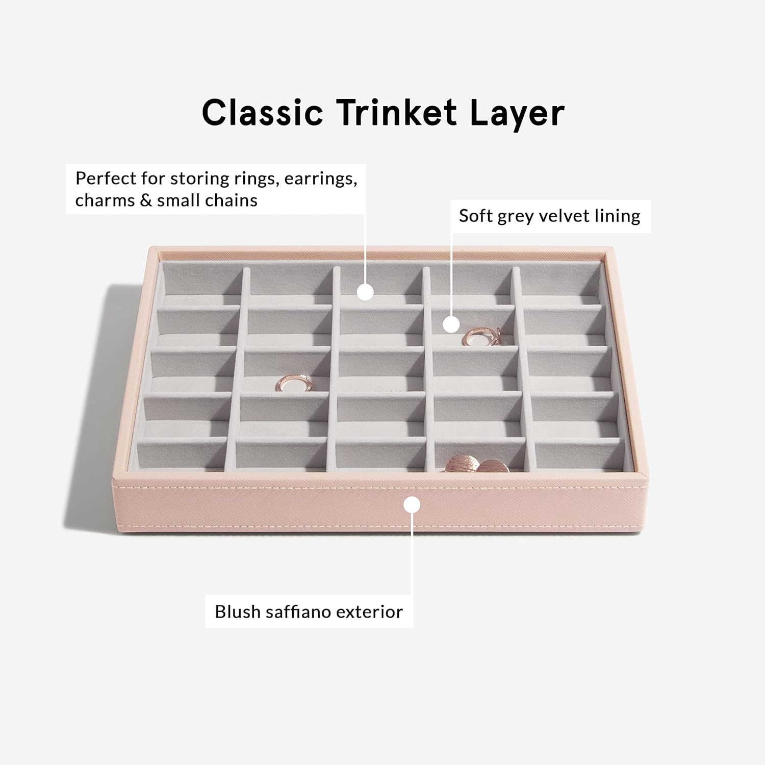 Detalle 2 de STACKERS Blush Klassisch Schmuckschatulle – 3 mit Samt-Futter (18 x 25 x 14 cm)