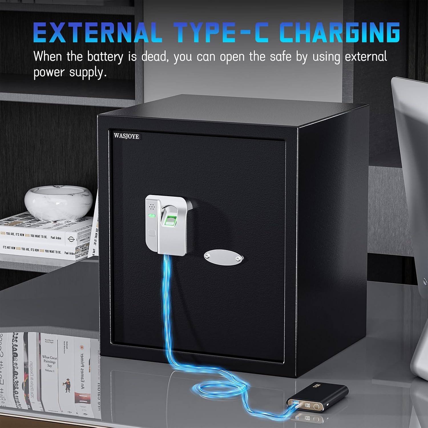Thumbnail 1 de WASJOYE 43L Cassaforte con impronte digitali: sicurezza smart per casa, ufficio e hotel