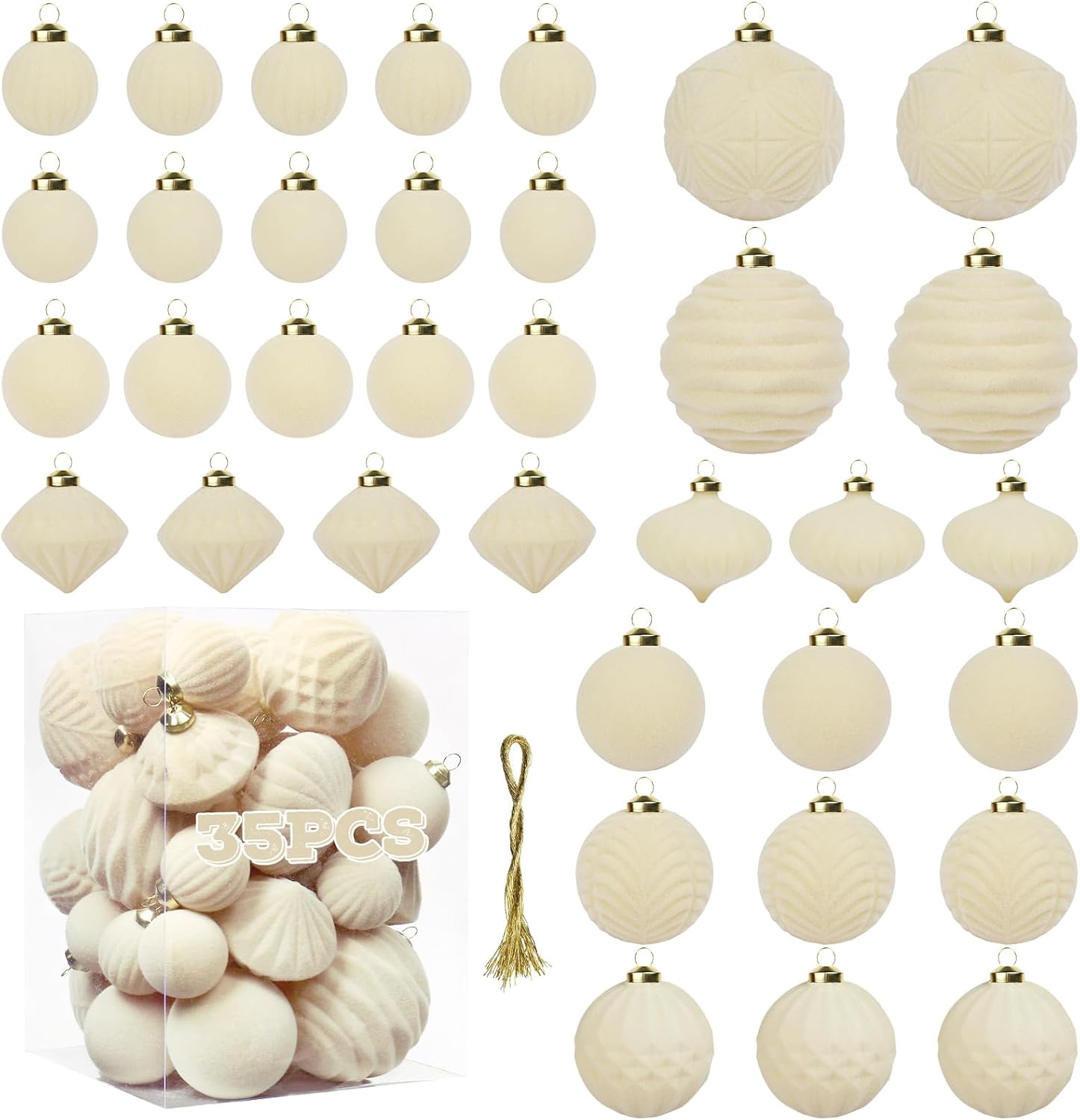 Detalle de Velvet Christmas Ball Ornaments, 35-Piece Set