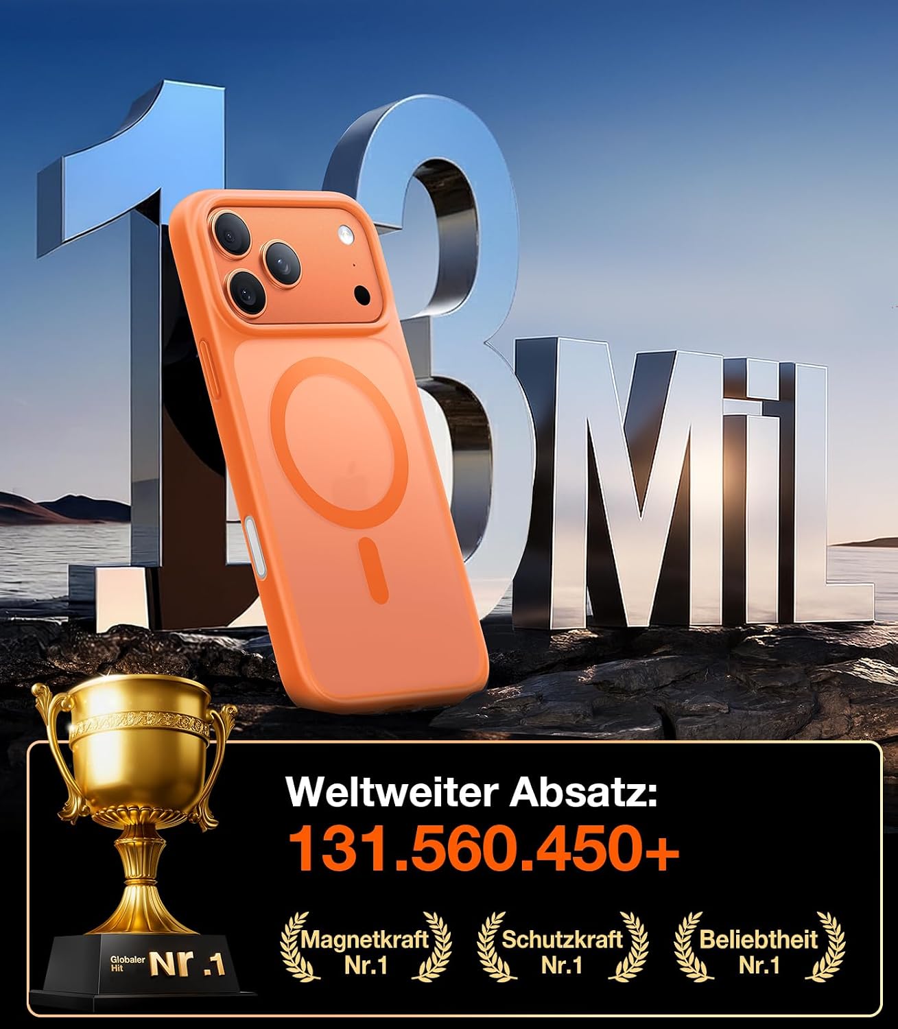 Detalle 2 de TORRAS Guardian‑Mag iPhone 17 Pro Max Hülle Matt Orange