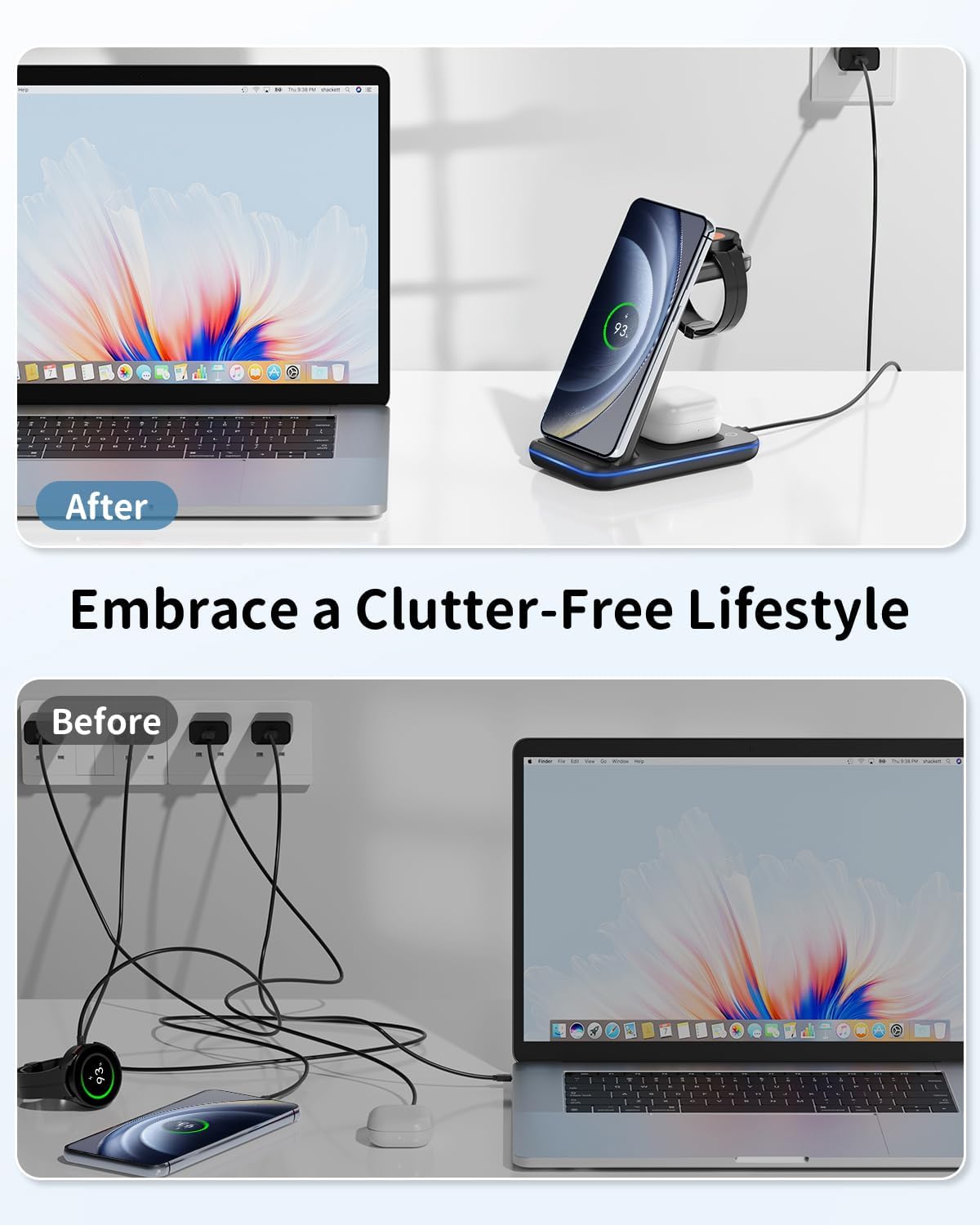 Detalle 2 de JoyGeek 3-in-1 Induktive Ladestation Samsung