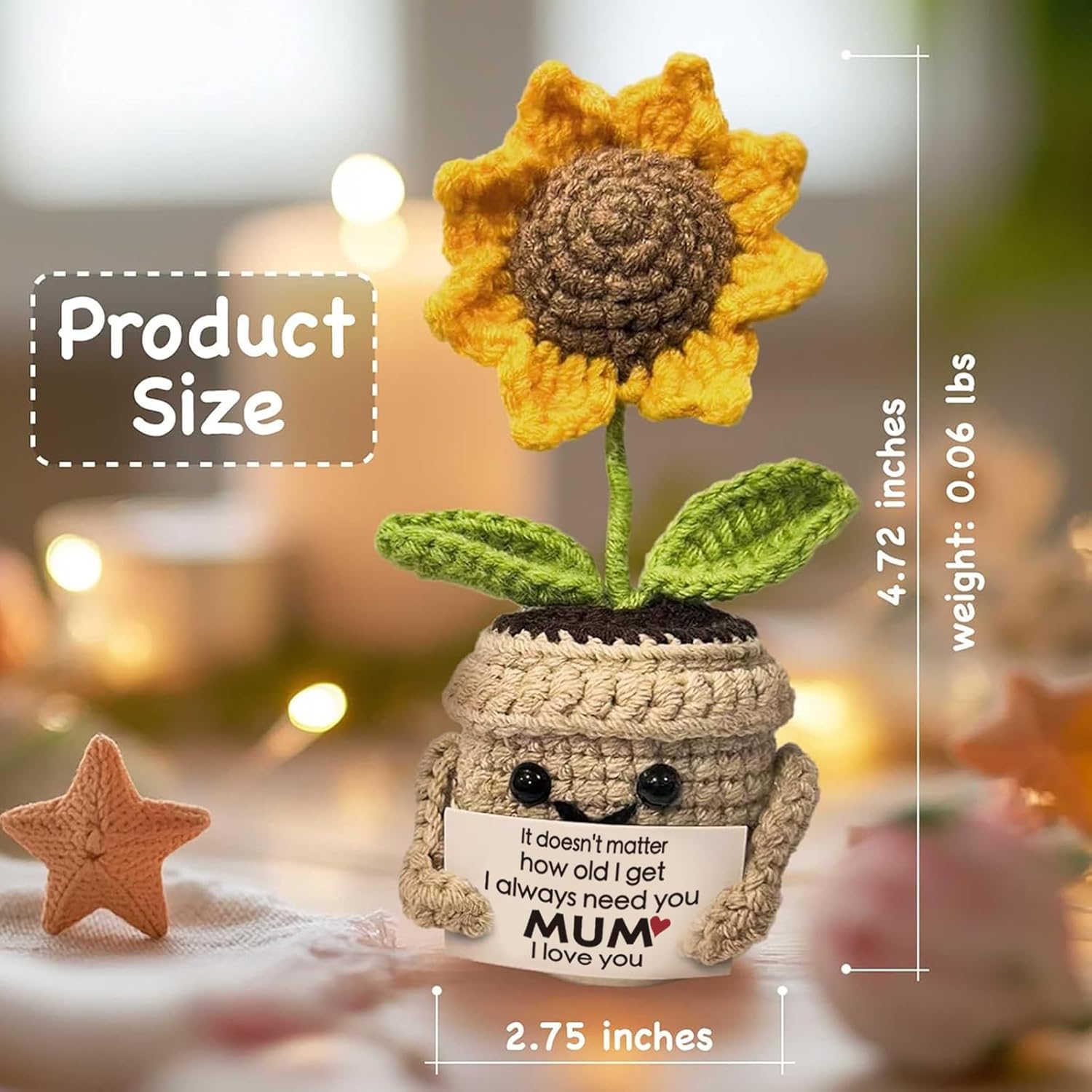 Thumbnail 1 de Handmade crochet sunflower gift for mum 4.75 in