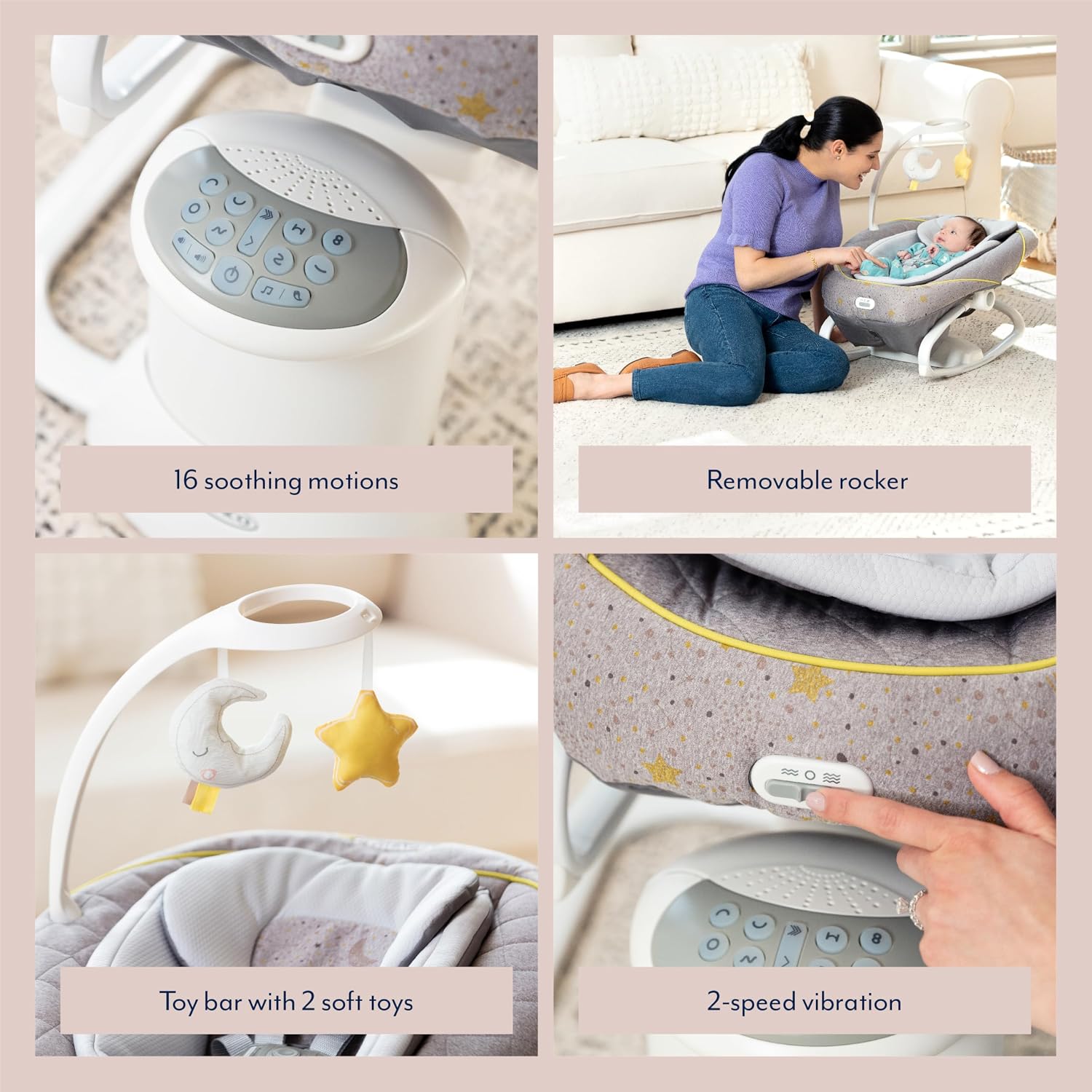 Detalle de Graco All Ways Soother 2-in-1 Baby Swing and Portable Rocker (Little Adventures) – Birth to 6 Months