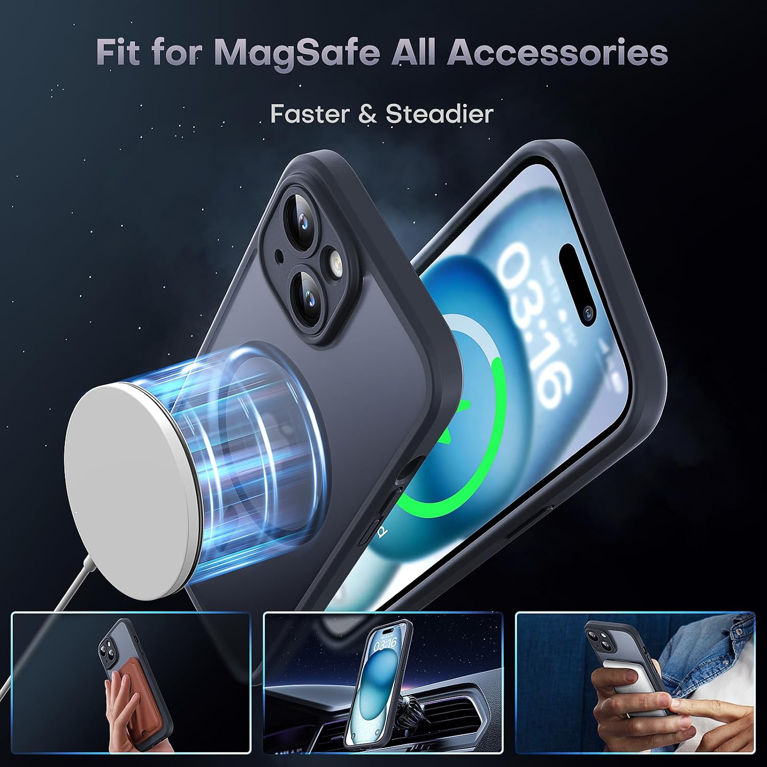 Thumbnail 2 de TOCOL Magnetic Case for iPhone 15 (6.1-inch) — MagSafe, upgraded camera protection, matte black