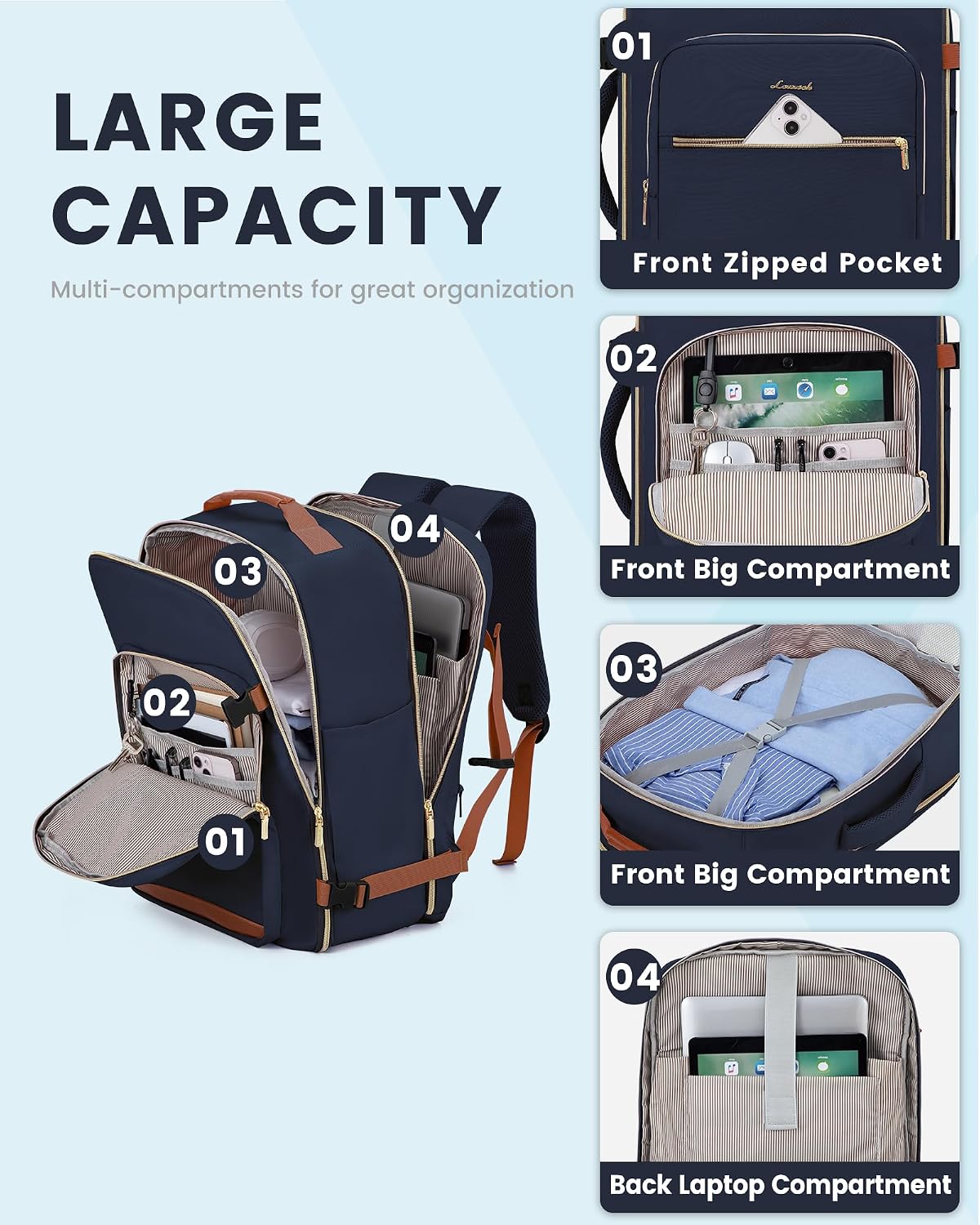 Thumbnail 6 de LOVEVOOK Travel Backpack 40L carry-on backpack