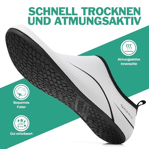 Thumbnail 6 de Sixspace Badeschuhe Damen & Herren Weiss 38 EU – Wasserschuhe mit rutschfester Sohle