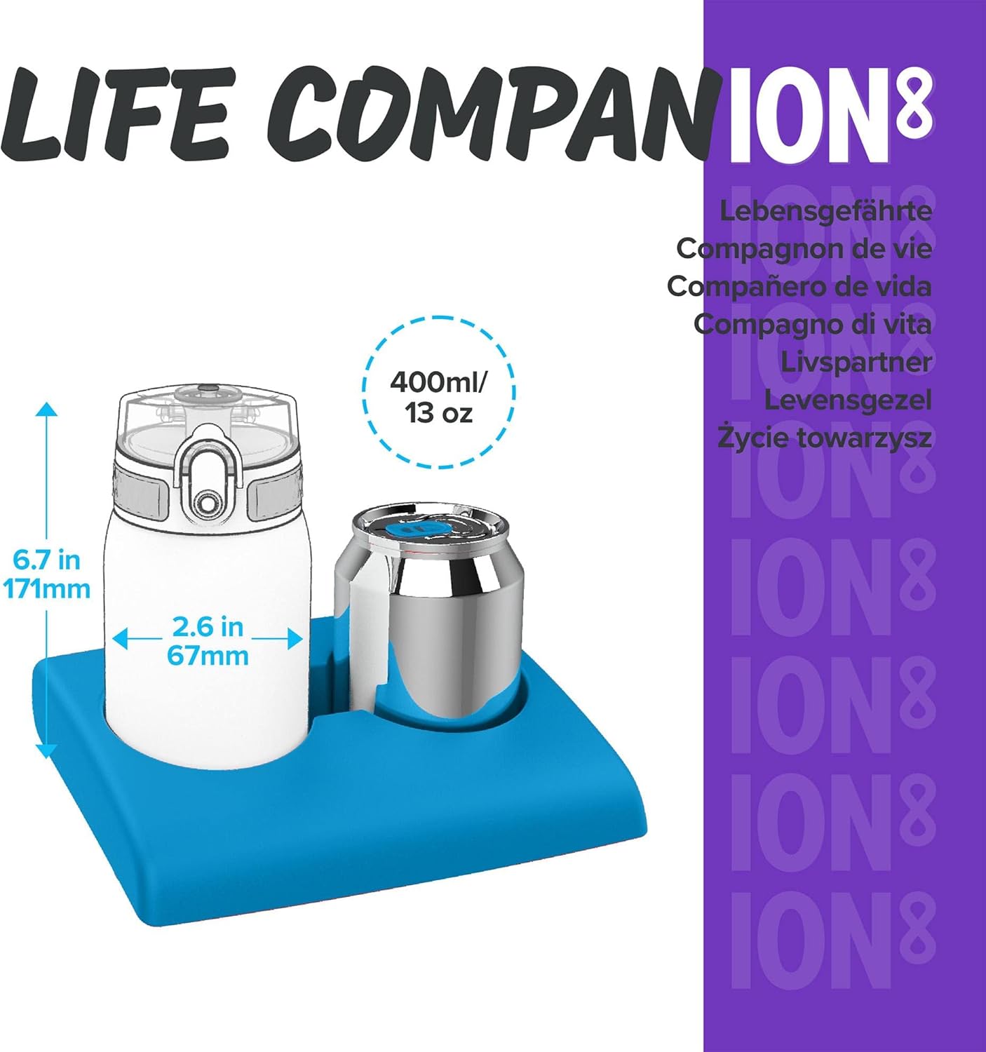 Detalle 2 de ION8 Lightweight Steel Kids Water Bottle 400ml/13oz – Leak‑proof, Dishwasher Safe