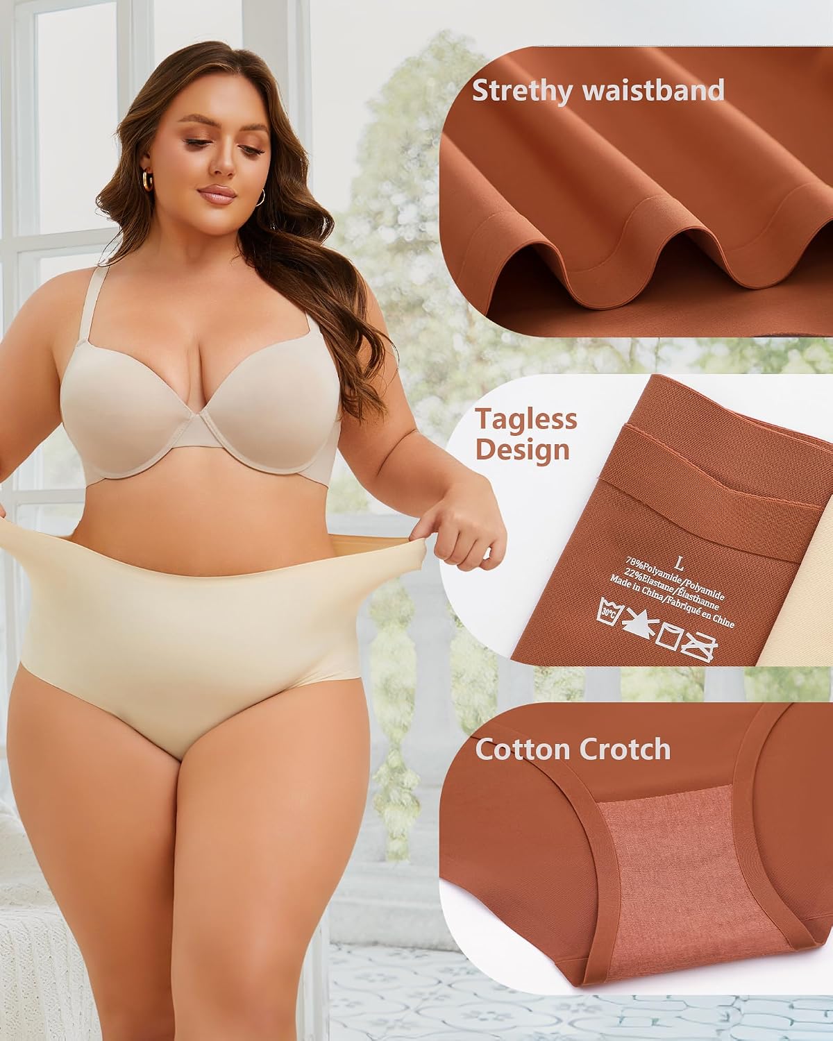 Thumbnail 4 de UNDER THE SEA Seamless High-Waisted Briefs, S-3XL, 100% Cotton Crotch