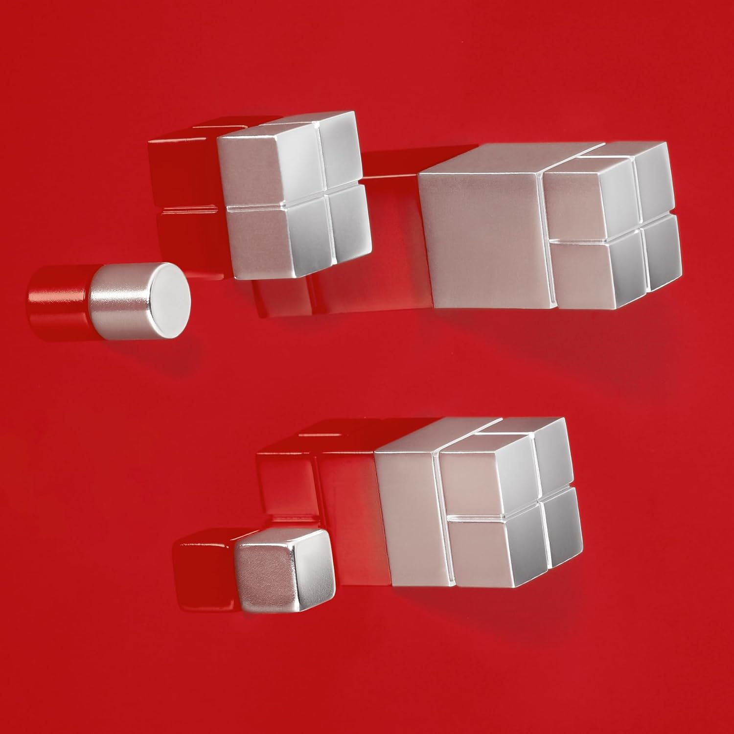 Detalle 1 de SIGEL BA705 neodymiummagneten, 2 x 2 x 1 cm, N45, zilver, 4 stuks