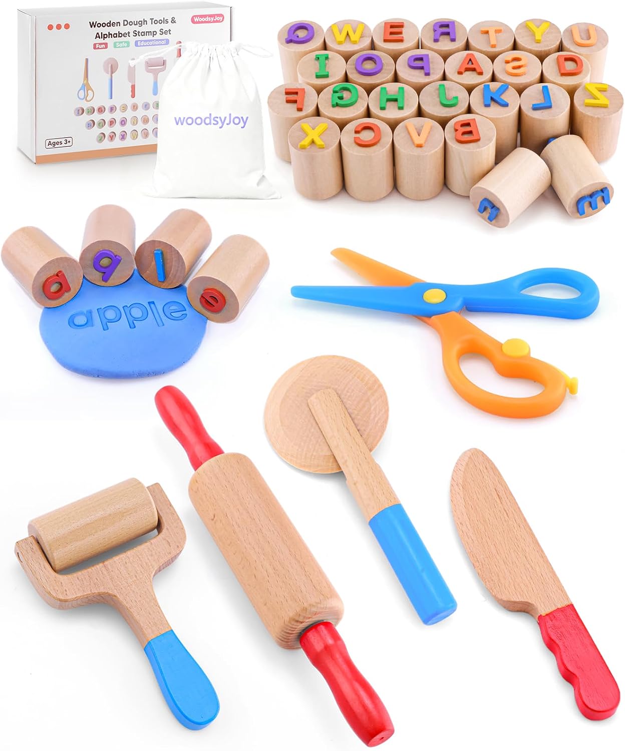 Detalle de Wooden Dough Tool Set for Kids Ages 3–6