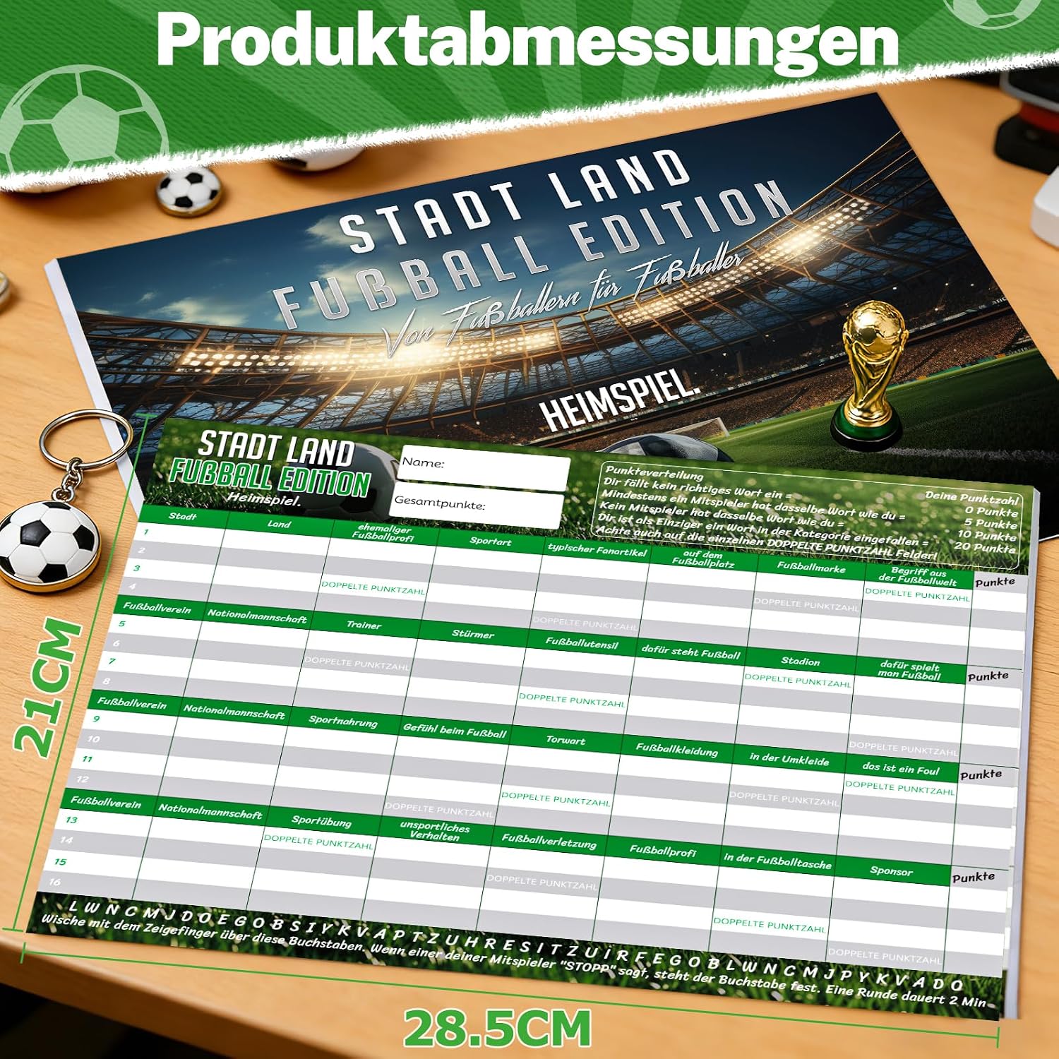 Detalle 2 de PATRICHOR Stadt Land Fußball Edition 2026 – Spiel für Jungen, Teenager und Familien