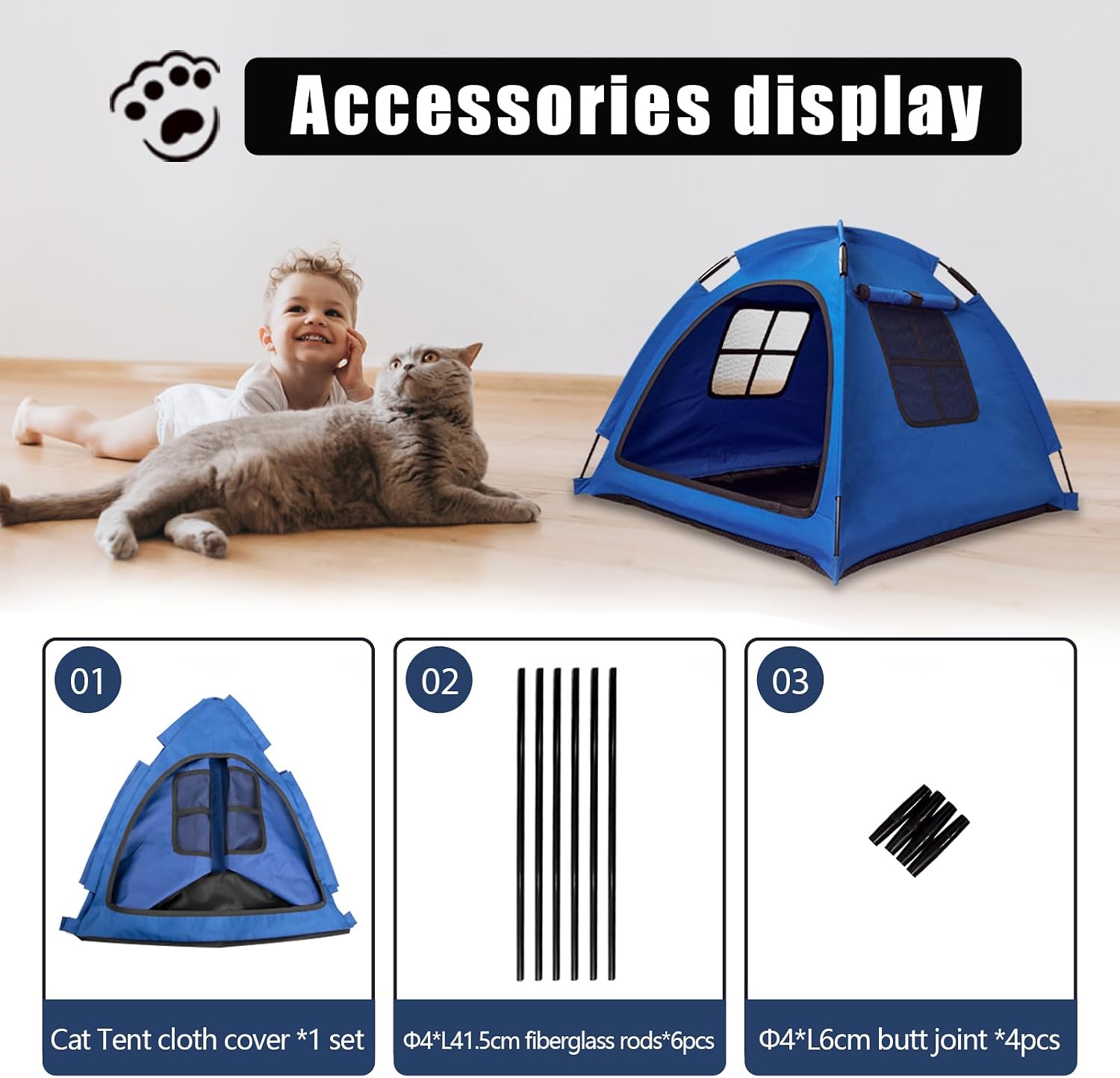 Detalle de Nockovi Portable Pet Tent for Indoor and Outdoor (Blue)
