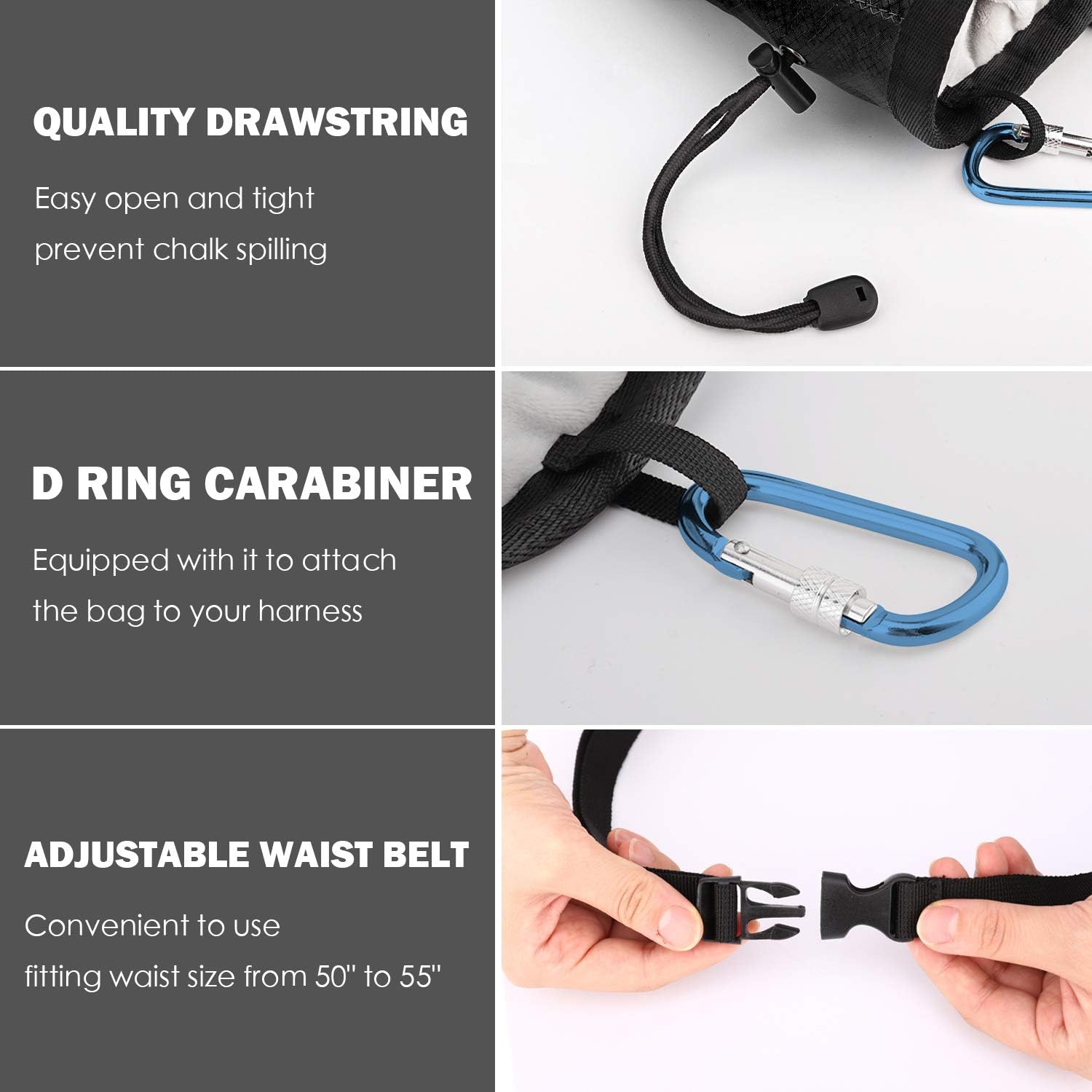 Detalle de MoKo Chalk Bag: Drawstring Rock Climbing Chalk Bag for Bouldering