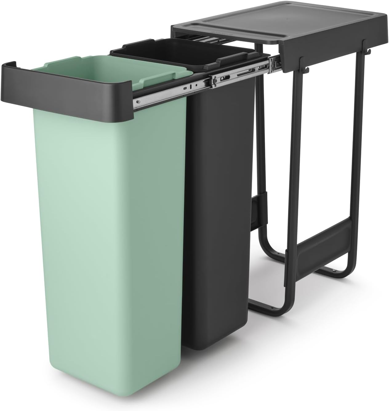 Detalle de Brabantia Sort & Go uitschuifbare inbouwprullenbak 2 x 30 liter, grijs-groen