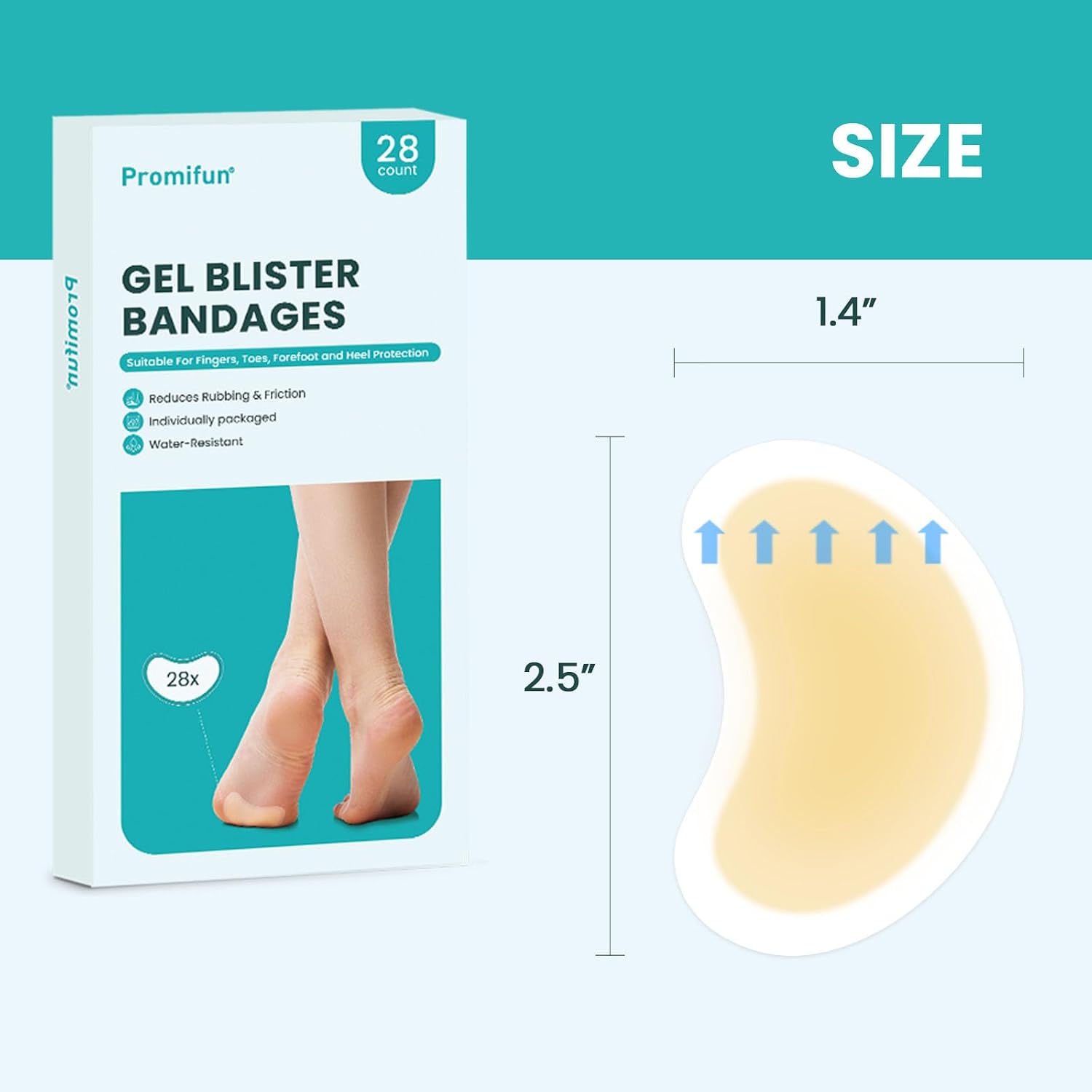 Thumbnail 1 de 28 Pieces Blister Plasters – Invisible Hydrocolloid Gel Bandages for Heel, Foot and Toe (Waterproof Spot Pack)