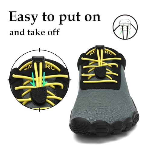 Detalle de SAGUARO Zapatillas Barefoot para Hombre y Mujer – Minimalistas, Antideslizantes y Transpirables (Gris Profundo, 40 EU)