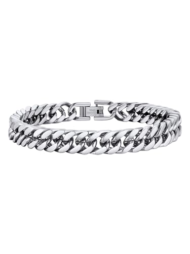 Detalle de PROSTEEL Pulsera Cadenas Cubanas 8 mm 19 cm — Acero inoxidable, diseño seguro y versátil