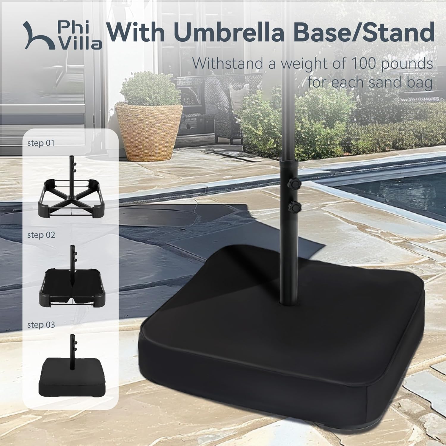 Thumbnail 6 de PHI VILLA 4.5m x 2.7m Garden Parasol with Base and Crank
