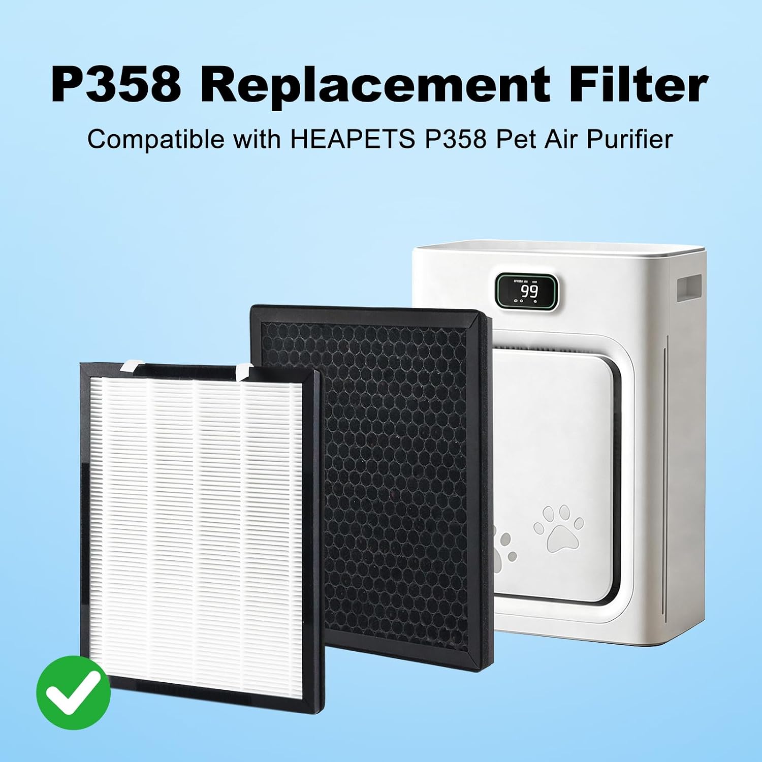Detalle de FFAC P358 Filter Replacement Set for HEAPETS P358, H13 HEPA